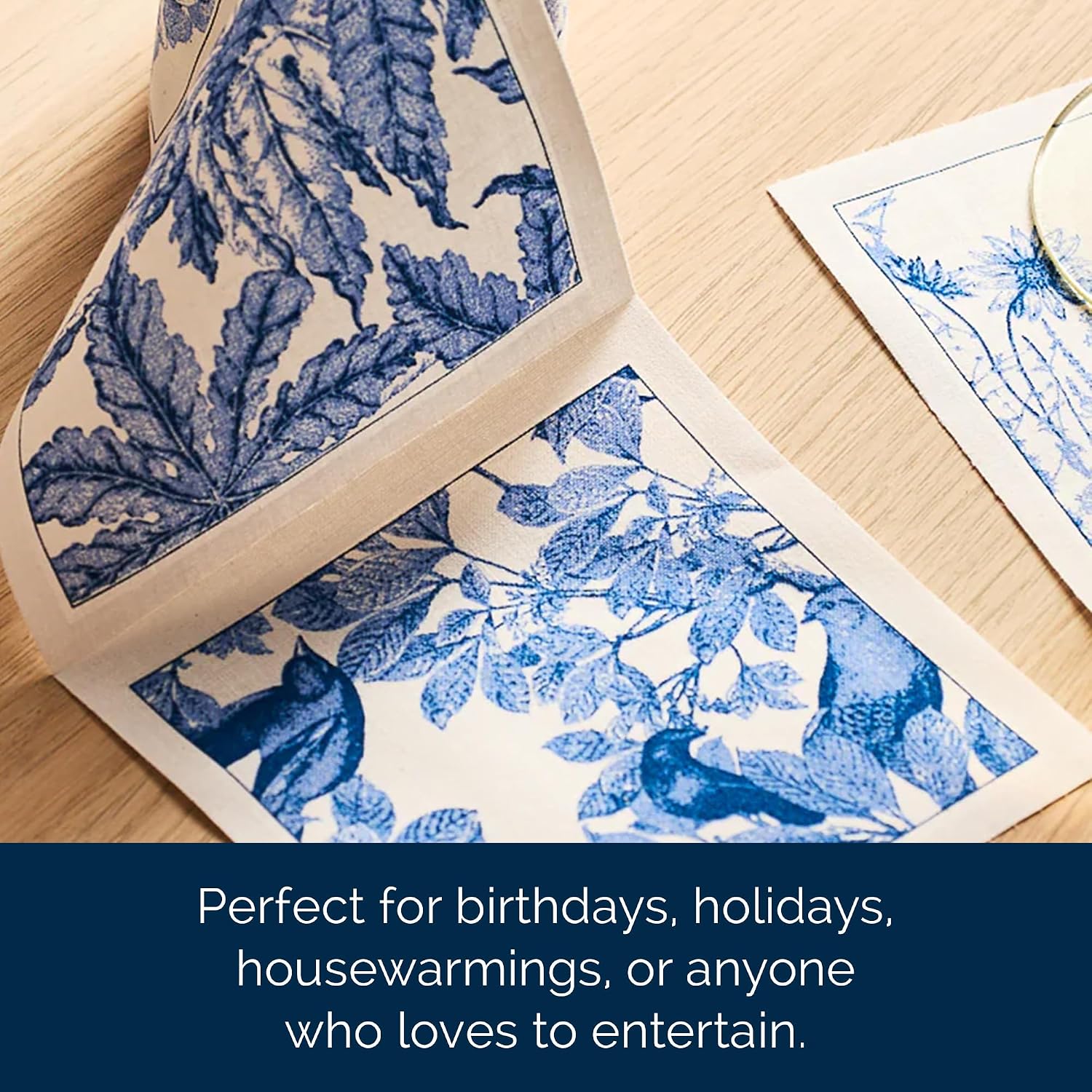 Botanicals Cocktail Napkin Roll of 50 | 100% Cotton Quick Dry Reusable | Perfect for Home, Dining, Birthday, Gifts