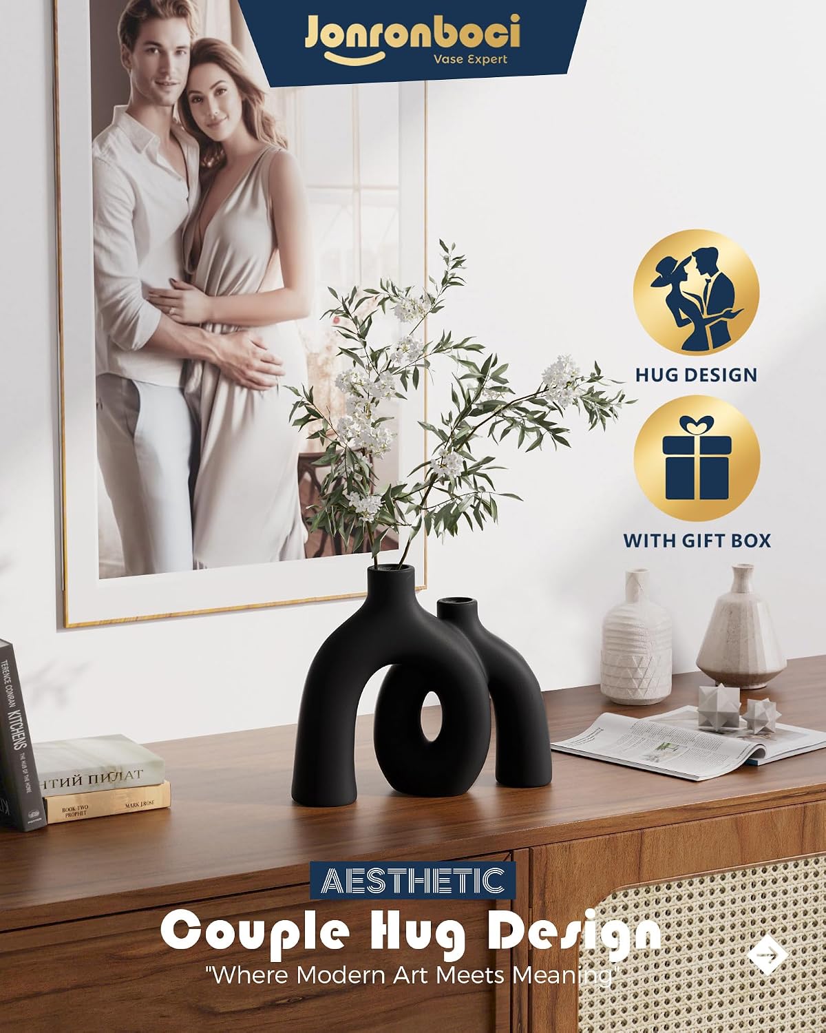Modern Nordic Minimalist Decorative Vase / Matte Black