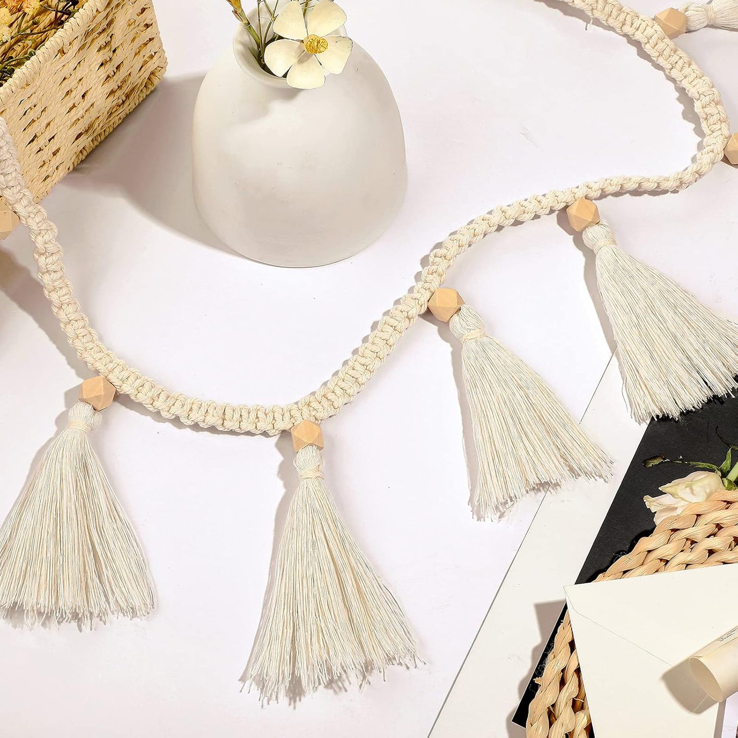 Boho Macrame Tassel Garland for Classroom Decor Hanging Tassel Garland / 47.2 Inch / Set of 4