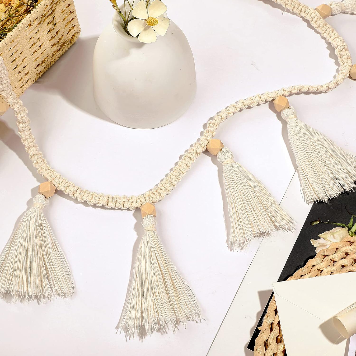 Boho Macrame Tassel Garland for Classroom Decor Hanging Tassel Garland / 47.2 Inch / Set of 4