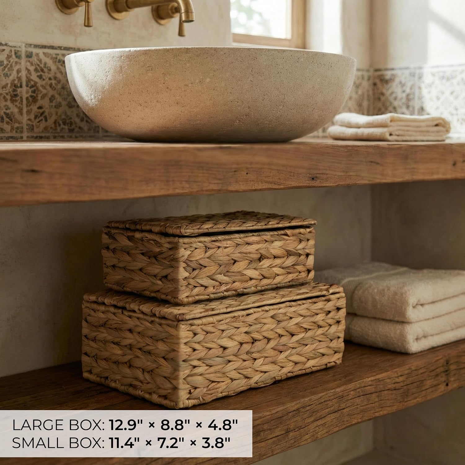 Wicker Organizer Bins for Your Shelves & Home Decor / Set of 2