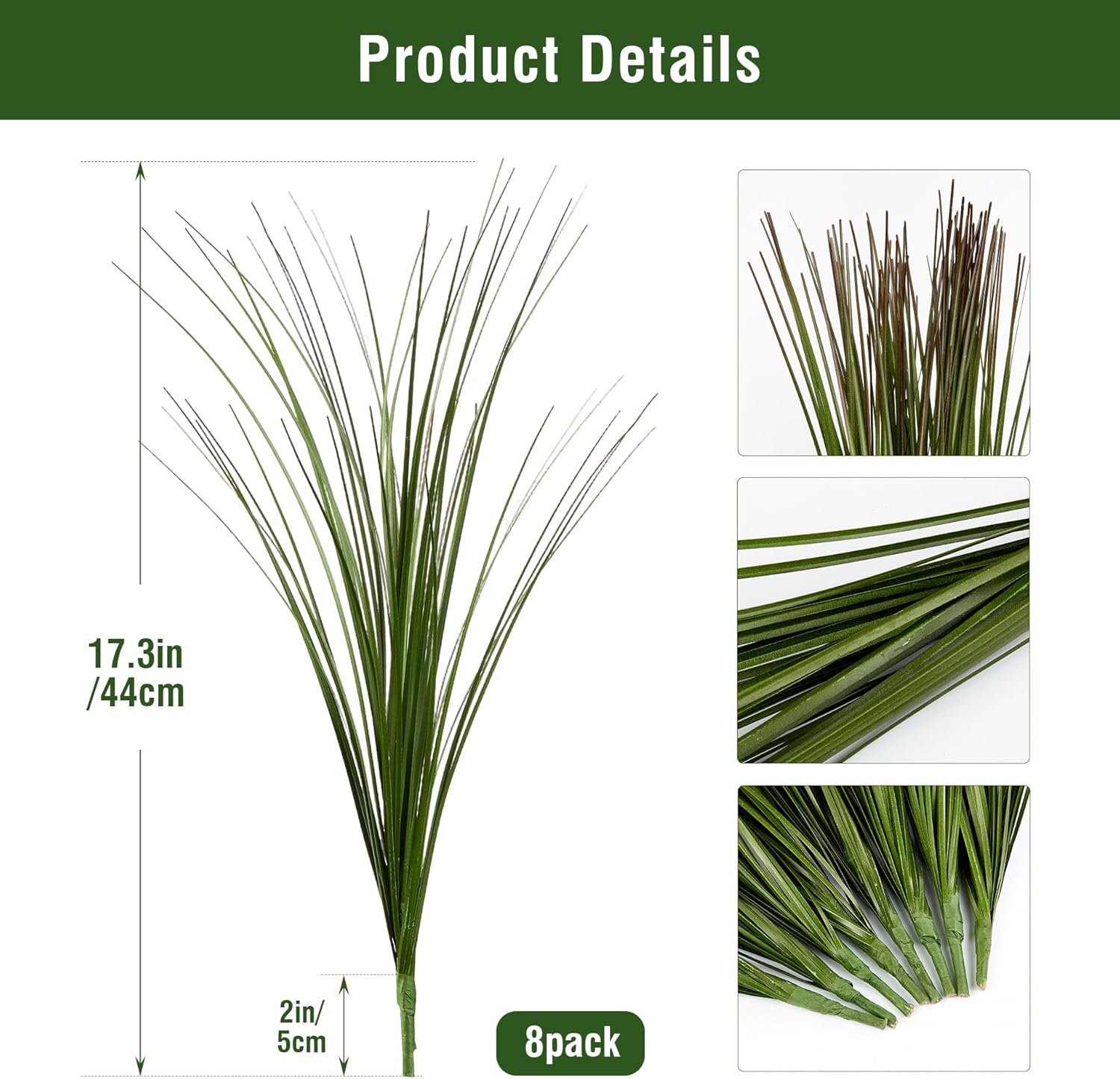 17.3" Fake Plants Artificial Wheat Grass Greenery Plastic Plants Fake Grass / Short / Set of 8