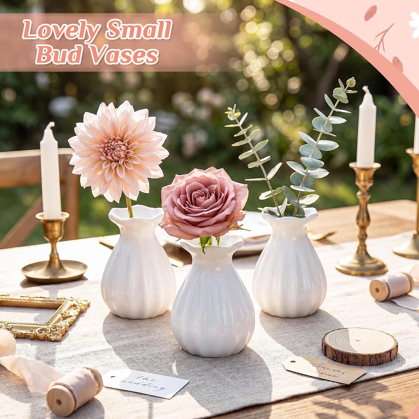 Glass Bud Vases for Centerpieces Bulk Mini Flower Bouquets Vases / White / 3.5 Inch / Set of 20