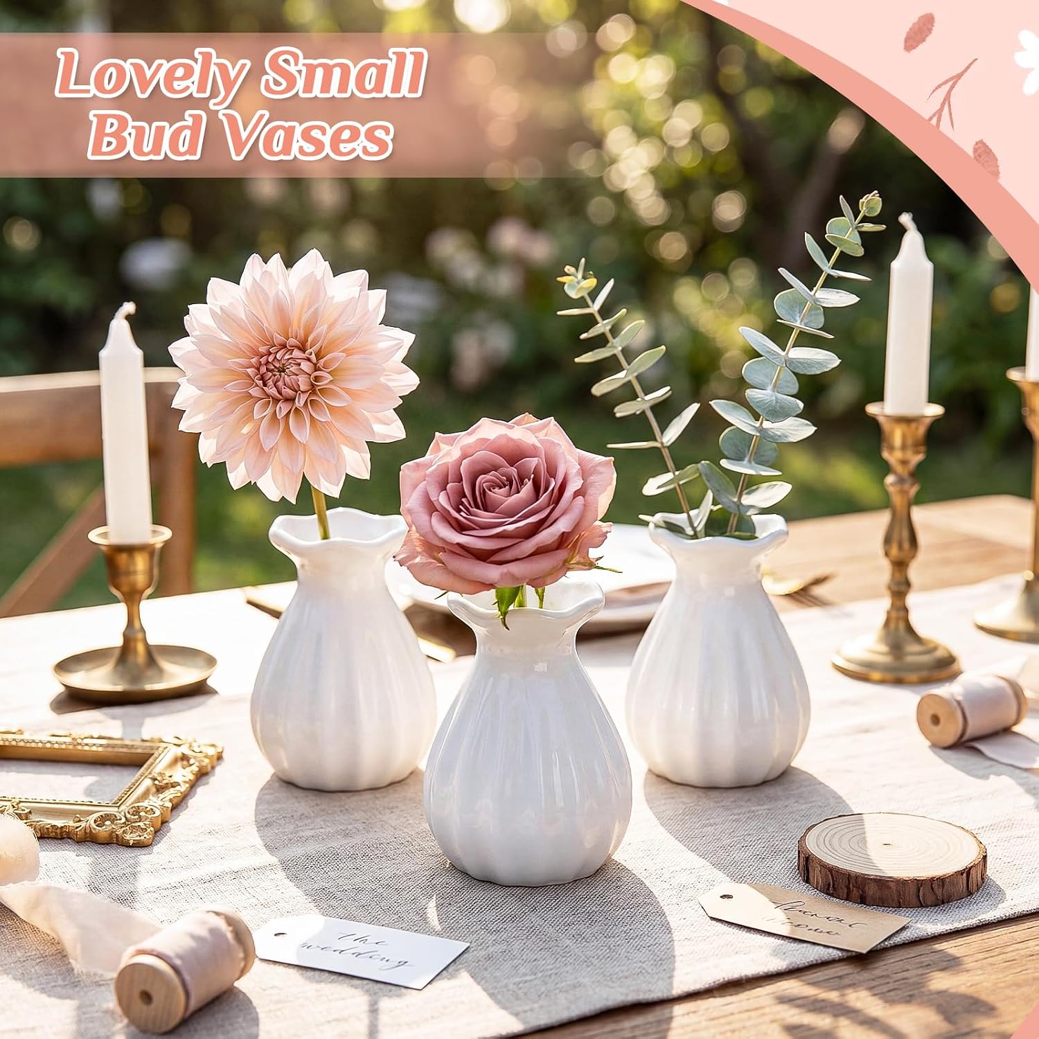 Glass Bud Vases for Centerpieces Bulk Mini Flower Bouquets Vases / White / 3.5 Inch / Set of 20