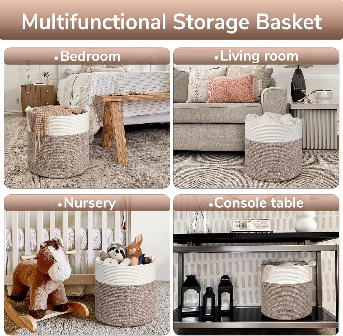 Woven Laundry Basket / Brown / 15 x 14.2