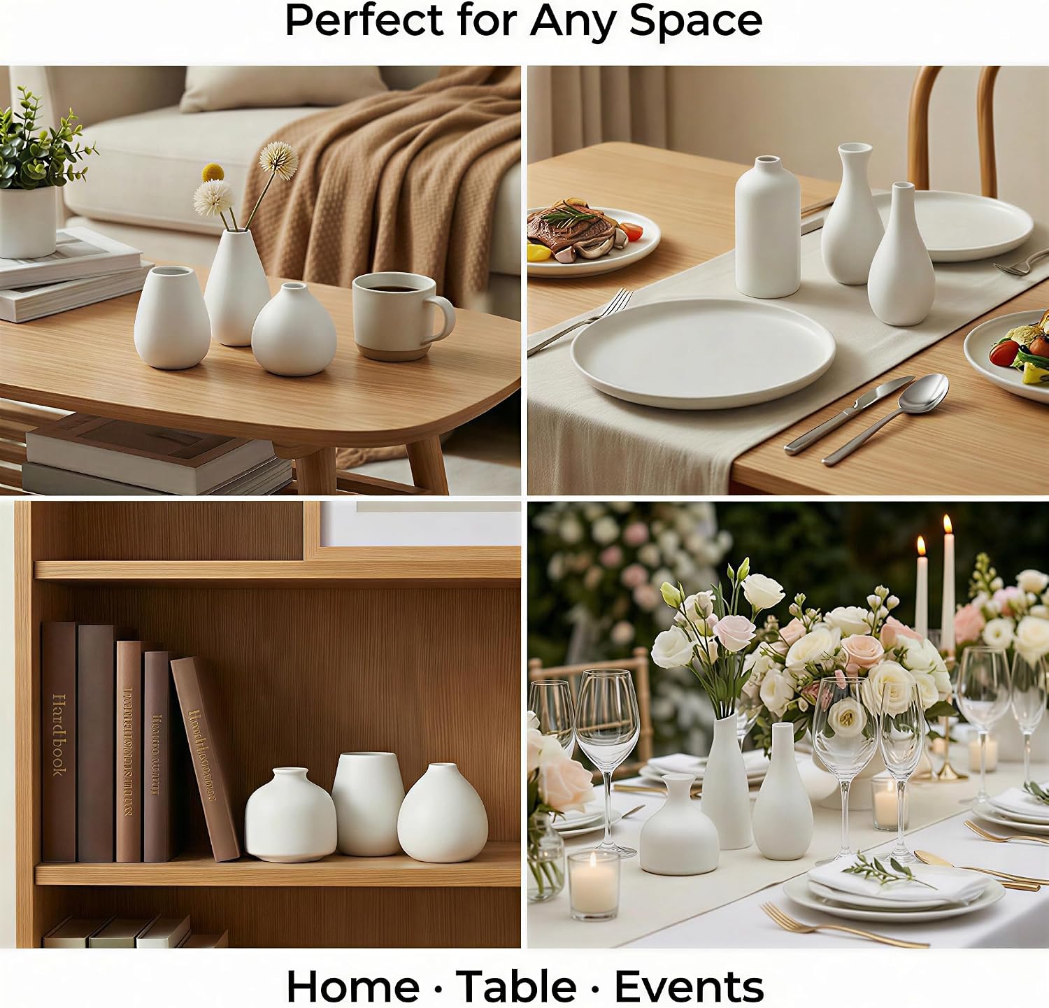 Small Ceramic Vase / White - 11-piece Set / Set of 11