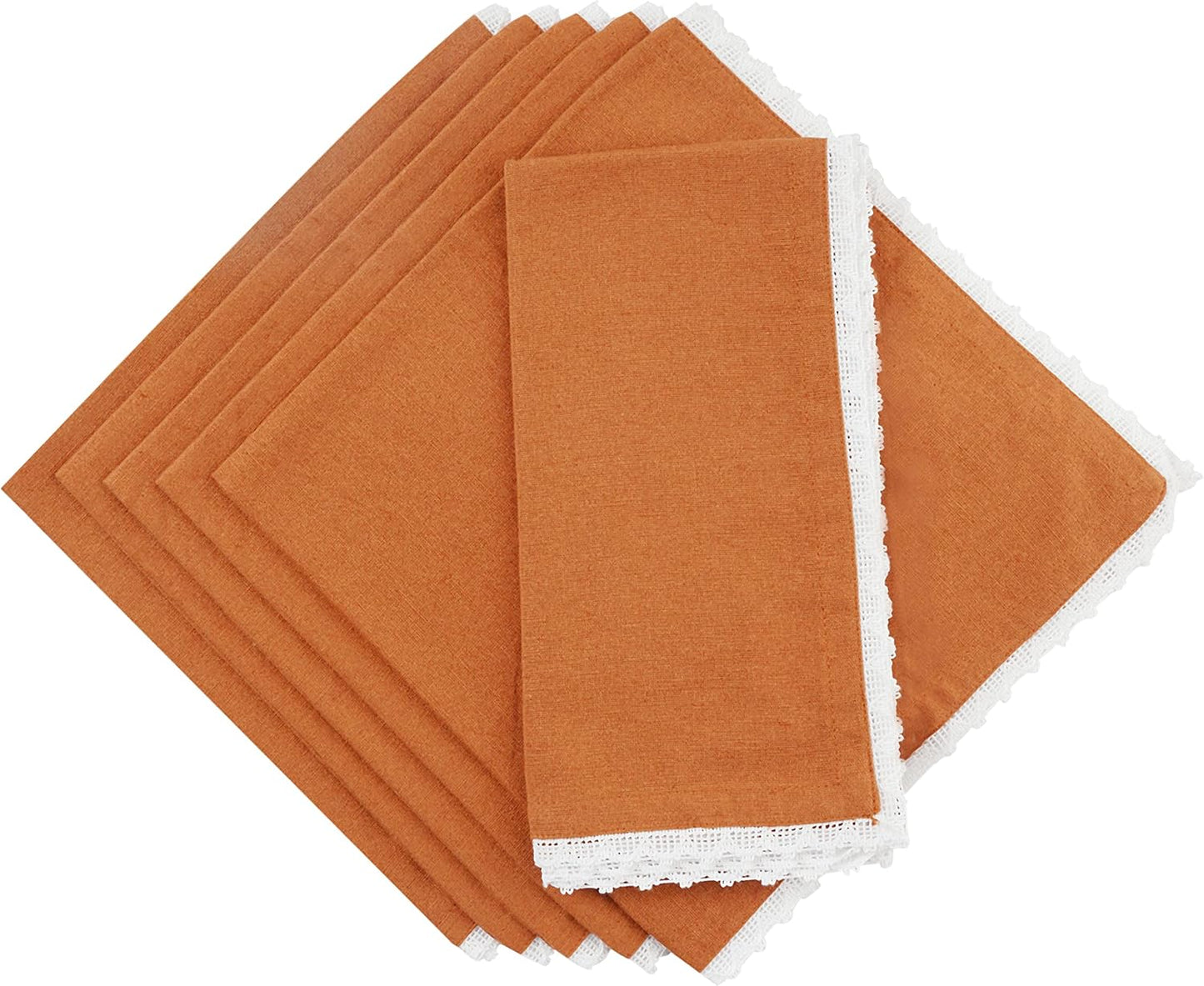 NATURALCRAFT 20X20 inch Oversized cloth Napkins Cotton linen 12 Pack Premium Quality Mitered Corners With Elegant Lace