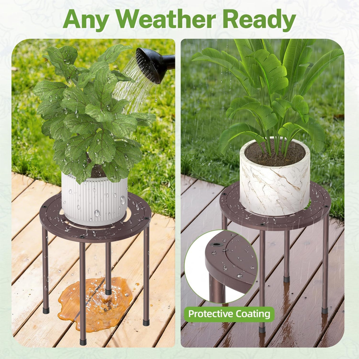 iDavosic.ly 5-Pack Metal Plant Stands for Indoor Outdoor, 10'' Small Bronze | Flower Pot Holder, Anti-Rust Heavy Duty