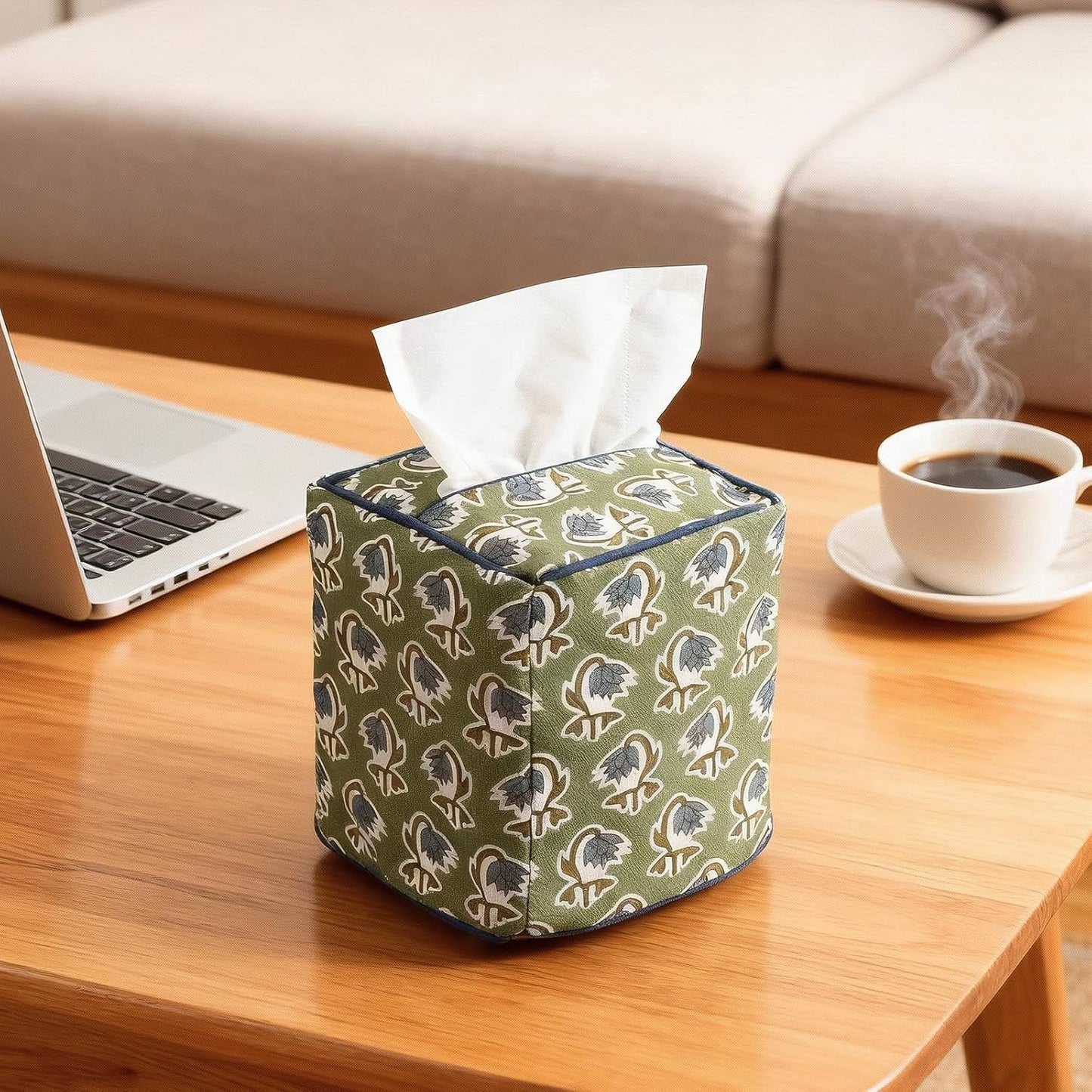 Fabric Tissue Box Cover / Green
