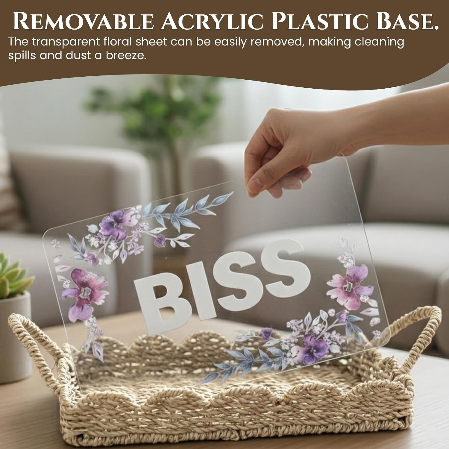 Scalloped Rattan Serving Tray / Transparent