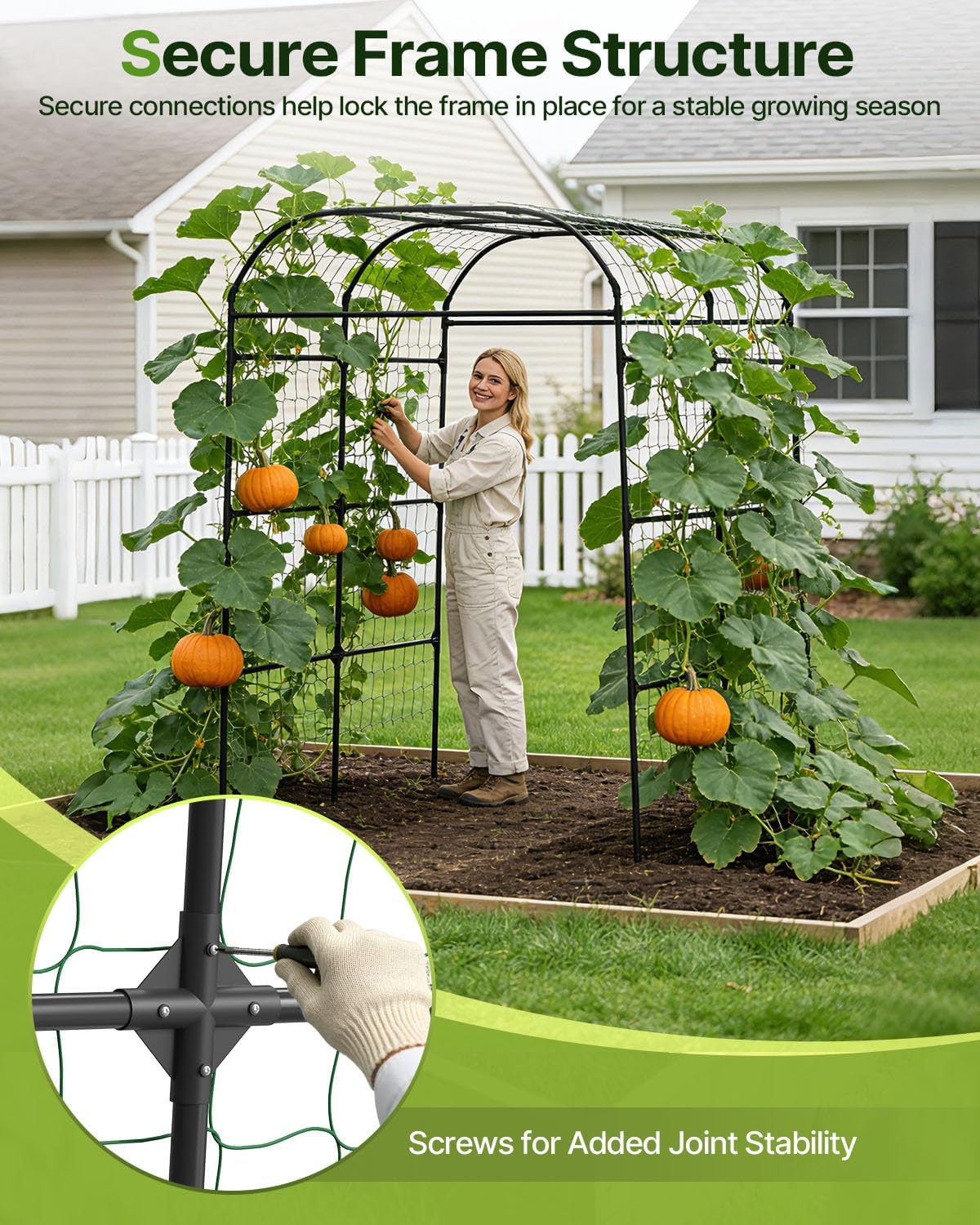 Suteck 7.5FT Tall Garden Arch Trellis | Metal Garden Arch for Climbing Plants, Outdoor Trellis for Vines, Vegetables &