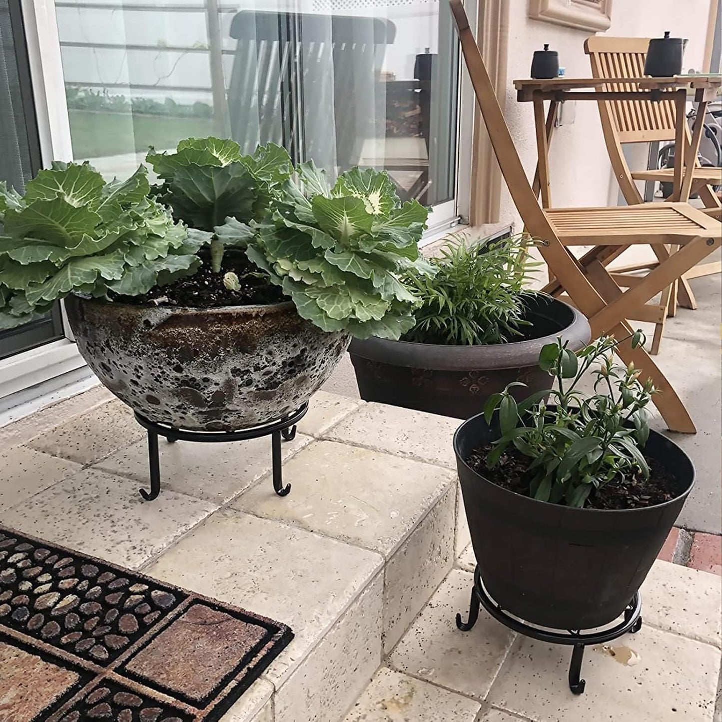 5 Pack Metal Plant Stands,Heavy Duty Potted Holder for Flower Pot,Indoor Outdoor Metal Rustproof Iron Garden Container