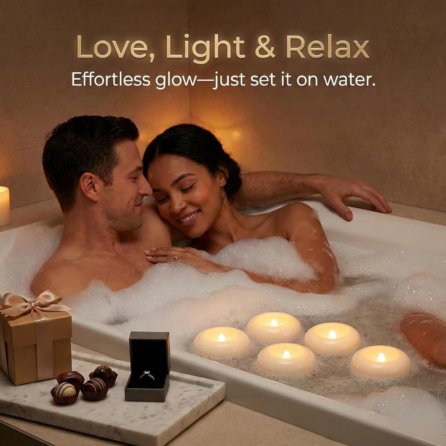 24 Pack Waterproof Flameless Floating Candles, 200-Hour Battery Operated 2.2" LED Tea Lights, Water-Activated