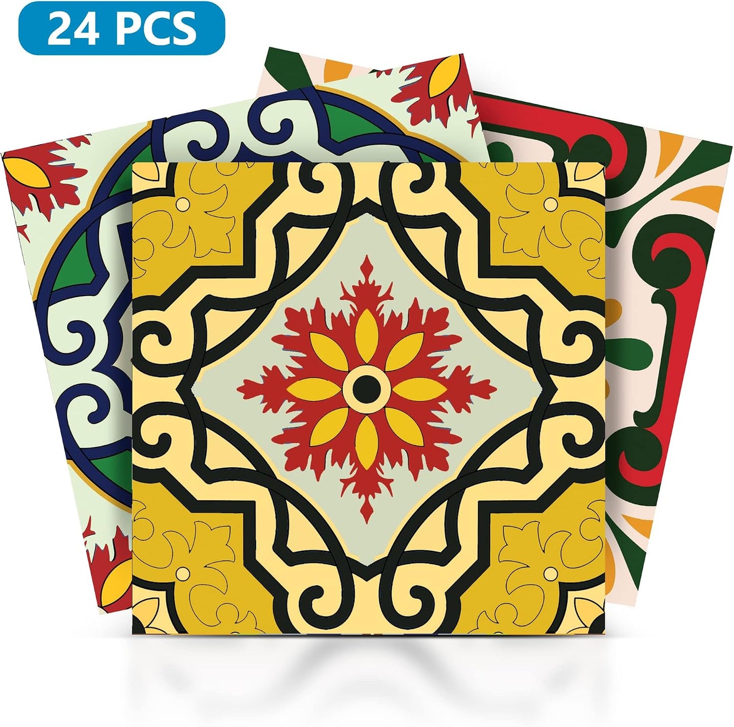 Tile Stickers 24 PC Set Authentic Traditional Talavera Tiles Stickersl Bathroom & Kitchen Tile