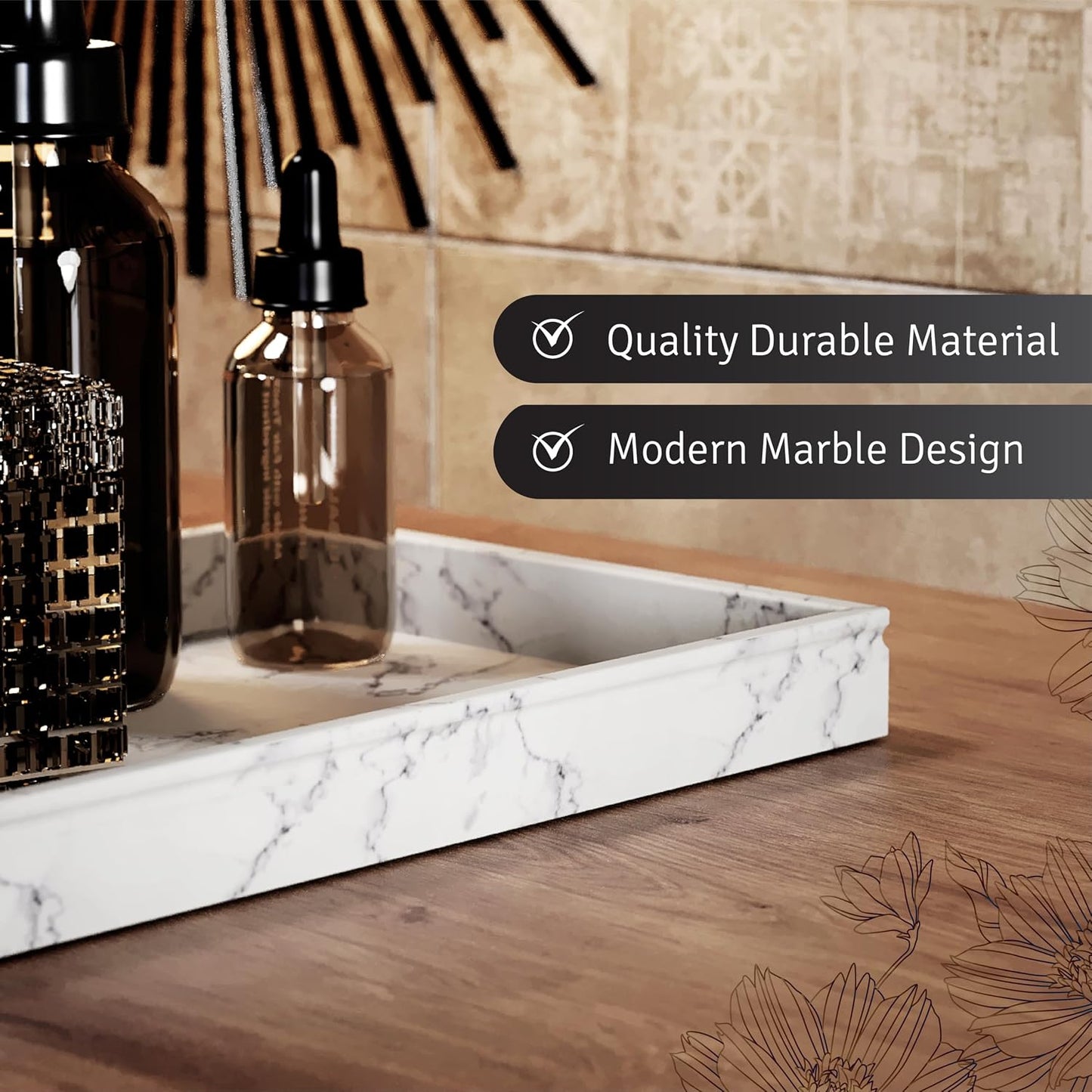 Decor Tray / Coffee Table Tray Decor / White Marble Look
