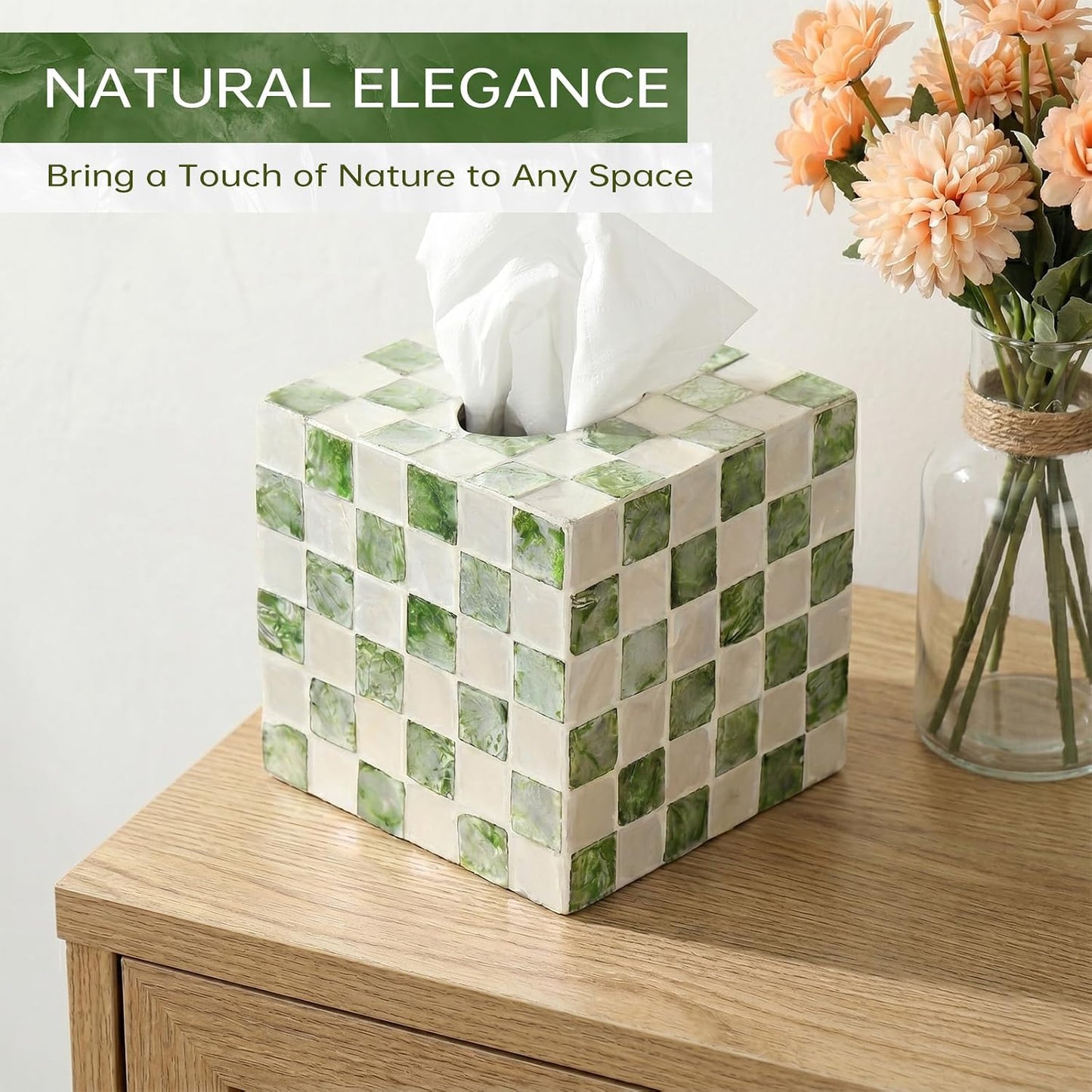 Capiz Tissue Box Cover / Green