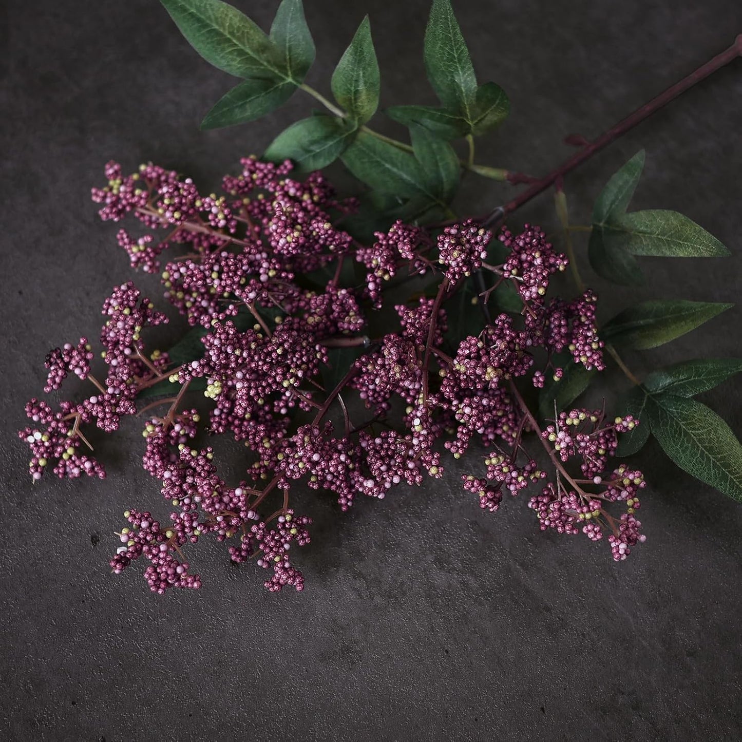 Artificial Nandina Berry Stem for Vase / Dusty Plum / Set of 6