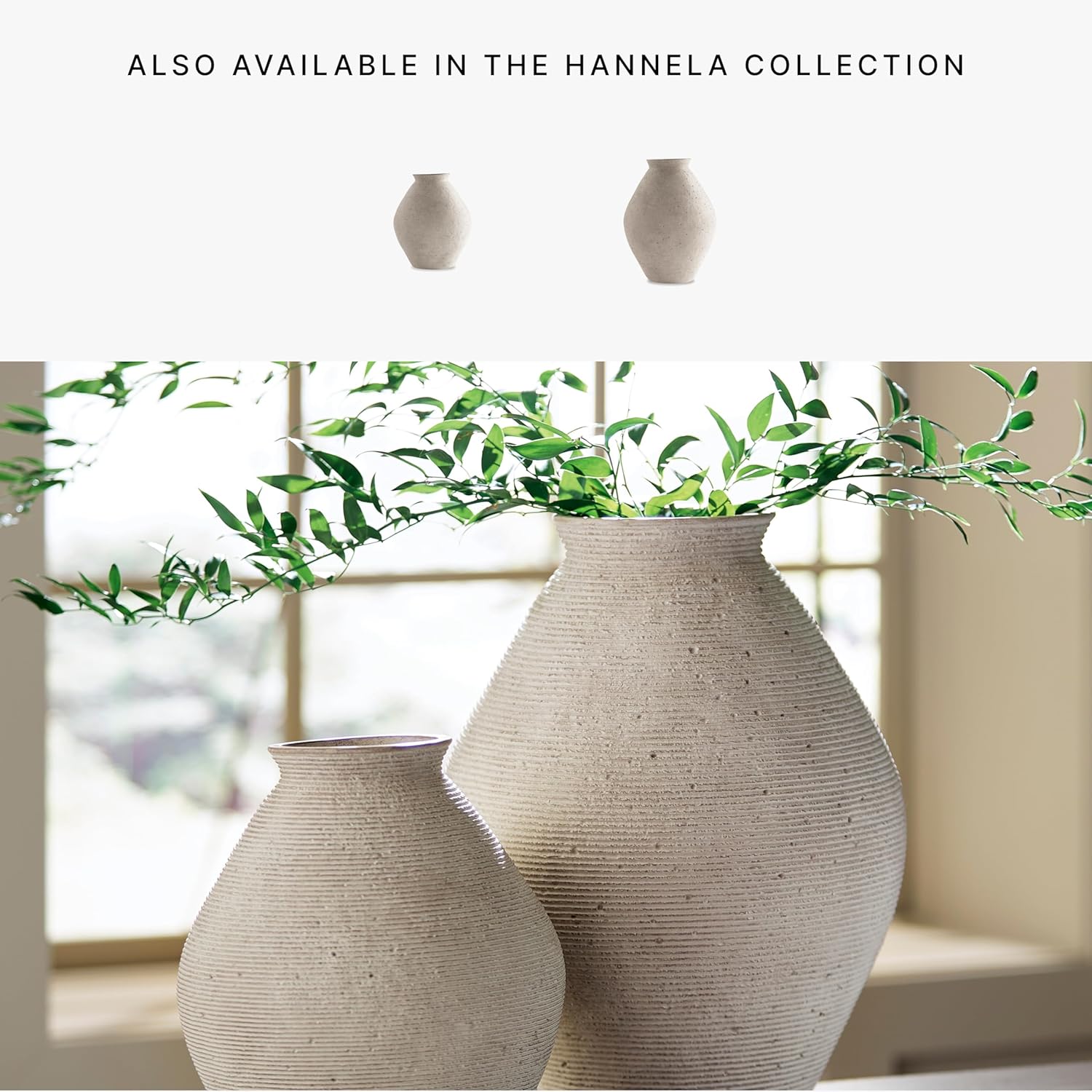 Hannela " Modern Distressed Polyresin Vase / 12 Inch / Tan