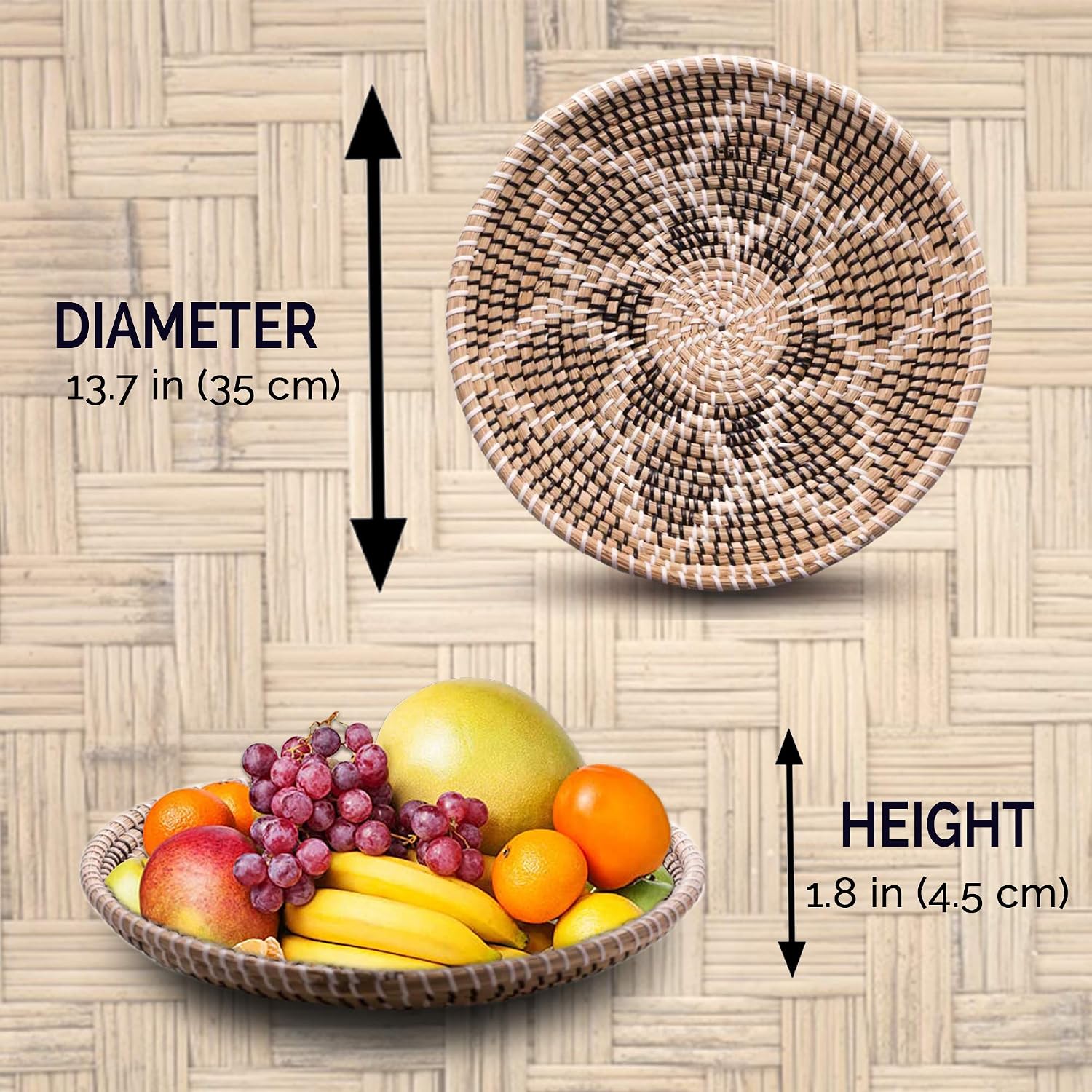 Woven Fruit Basket Bowl / Black