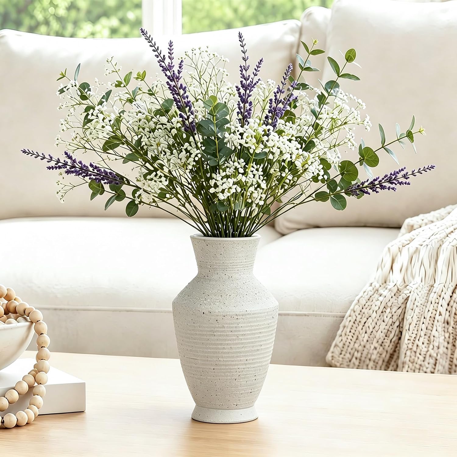 Ceramic Flower Vase Home Decor White Small Vase Decorative Table Farmhouse Vases / Modern White-v11
