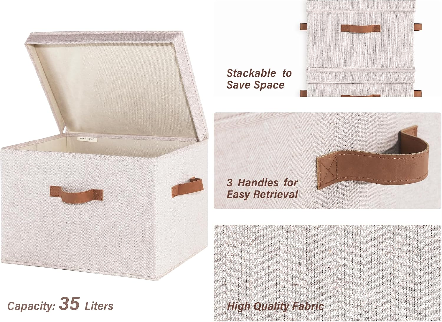 Fabric Storage Bins / Brown and Beige / Jumbo