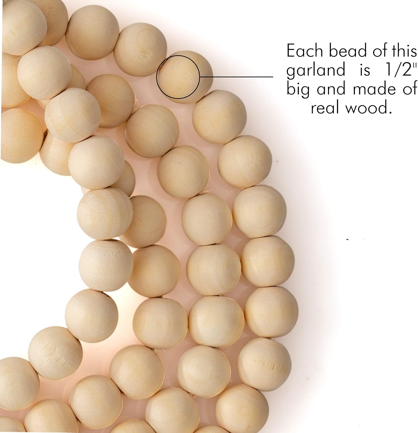 Farmhouse Beads Wooden Garland- Wood Prayer Bead Garland