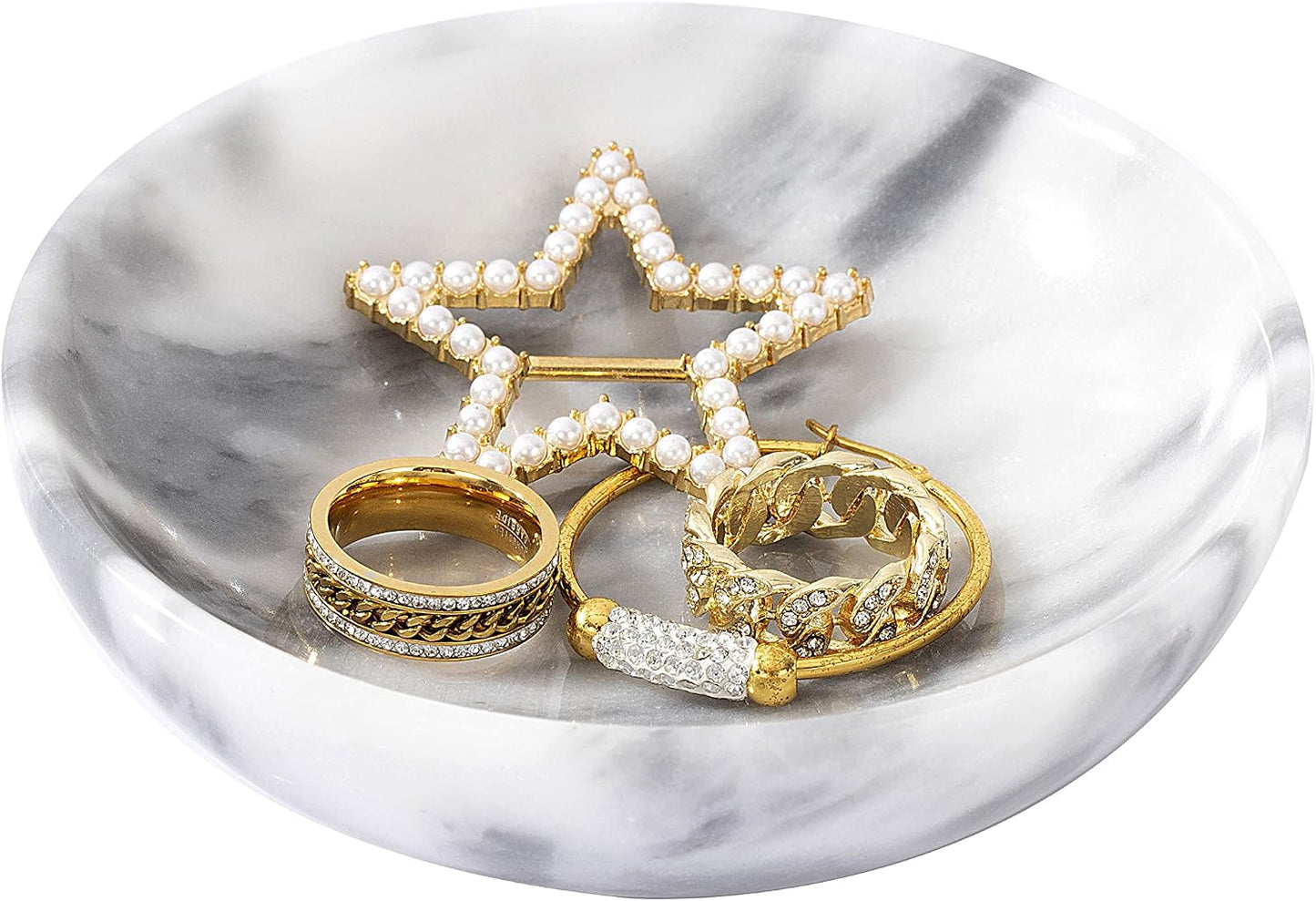 Rings Holder / Marble Jewelry Dish / White
