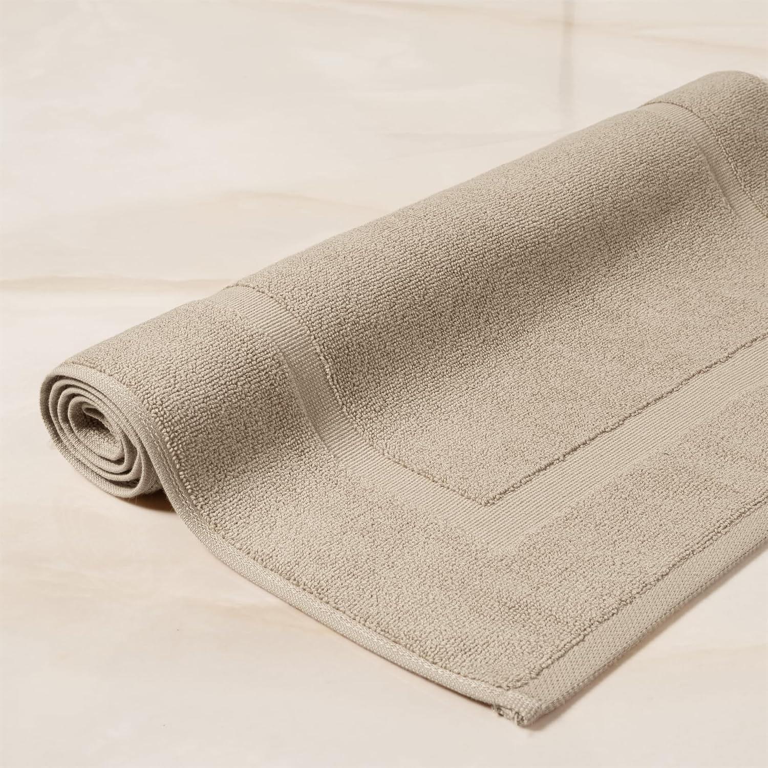 SALBAKOS 2-Piece 100% Turkish Cotton Bath Mat Towel, 20x34 inch, Taupe | Bathroom Floor Towels, Thick Soft Most