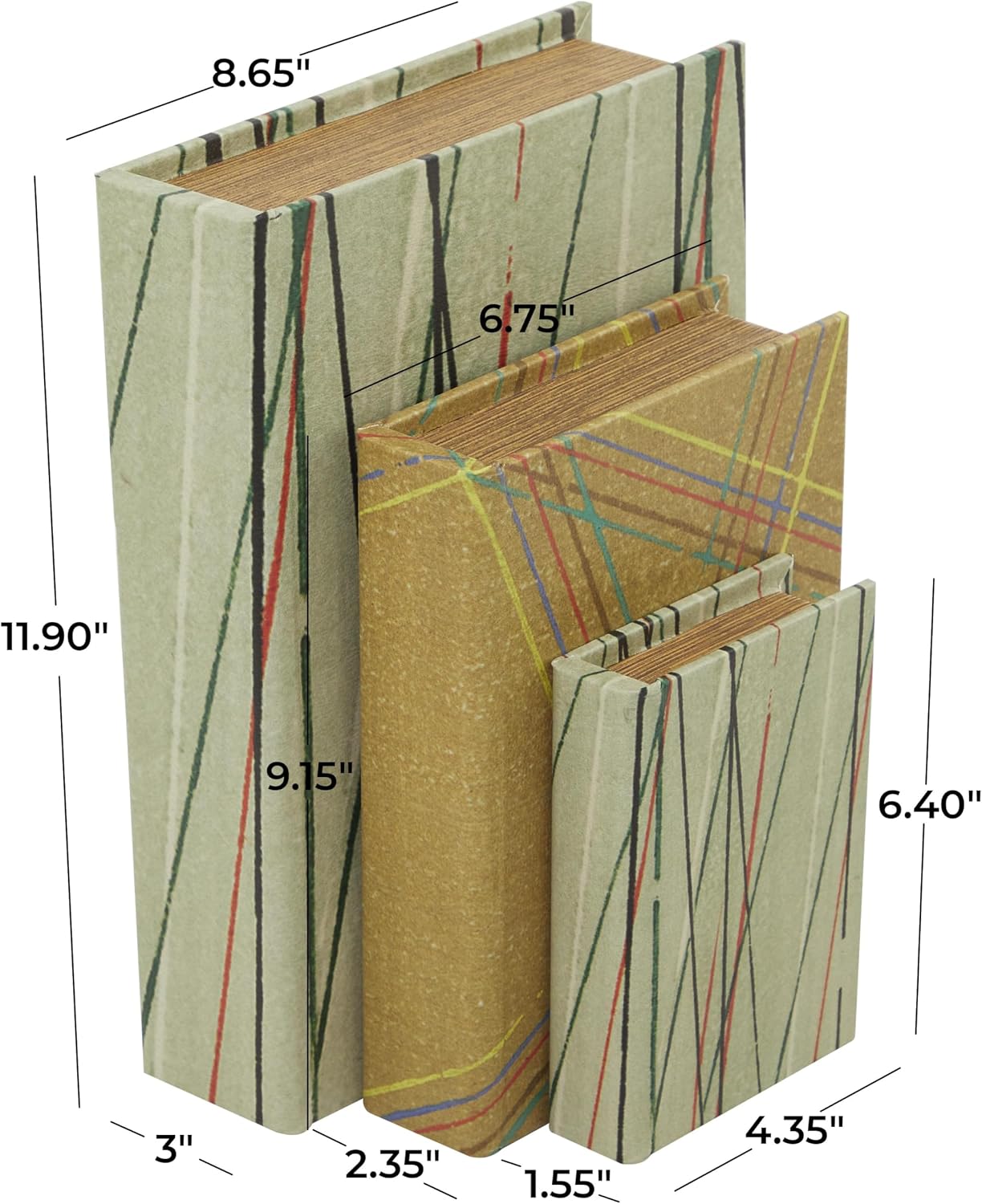 Faux Leather Abstract Decorative Box Faux Storage Book Book Shaped / Green / 11.90", 9.15", 6.40