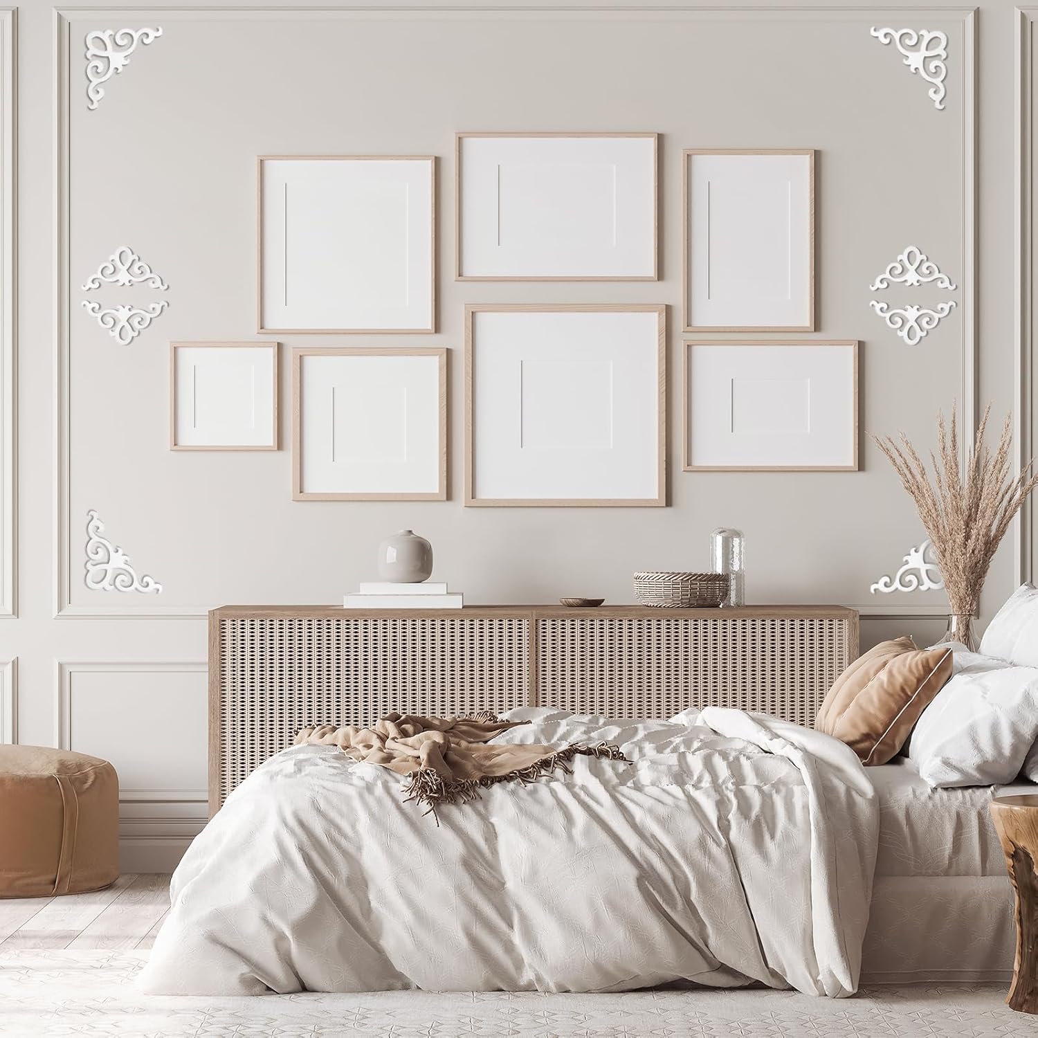 Seif-Adhesive Wall Sticker Mirror Decals / 15cm x 15cm / Black / Set of 8