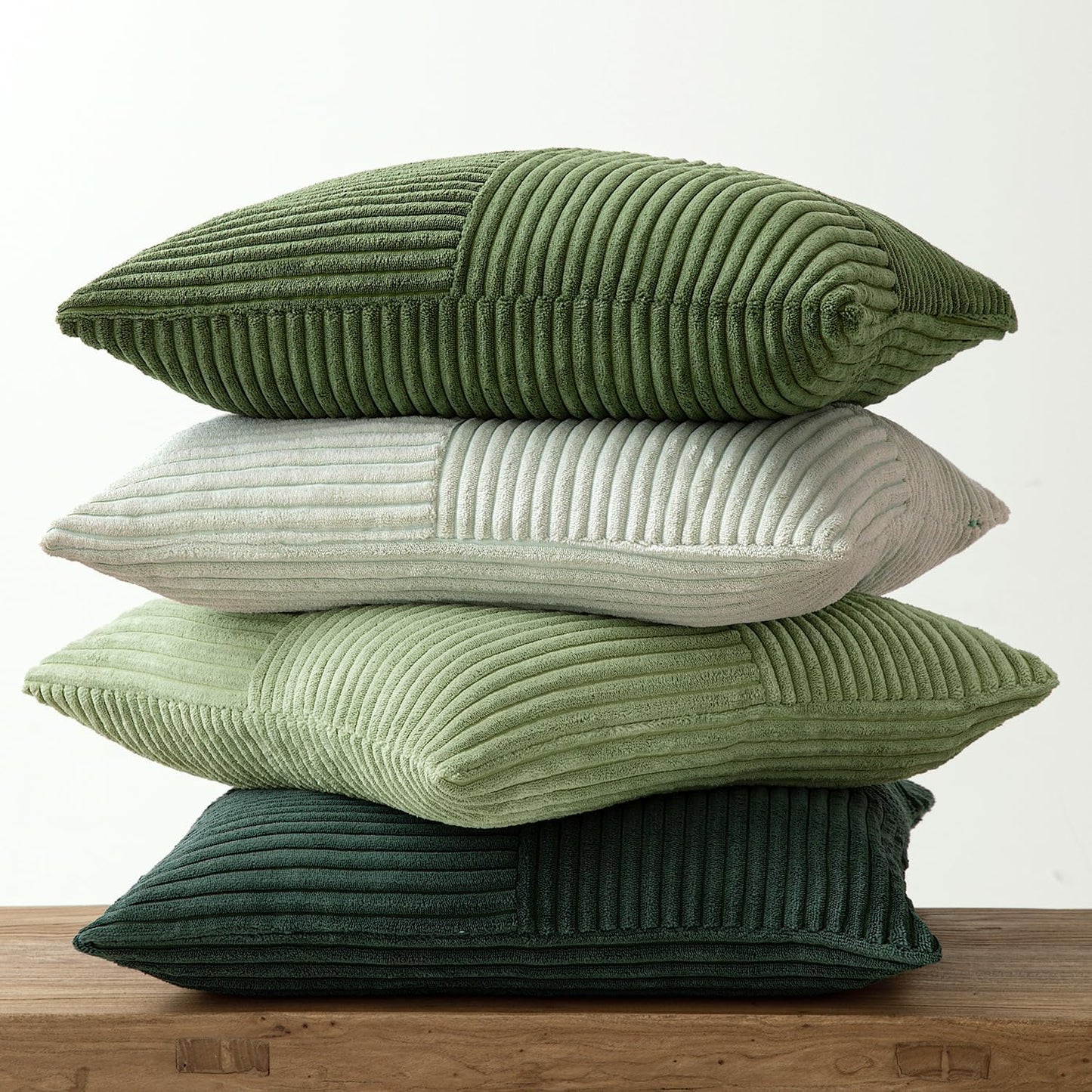 Spring Decorative Throw Pillow Covers Boho Farmhouse Cushion Covers / 20 x 20 / Green / Set of 4