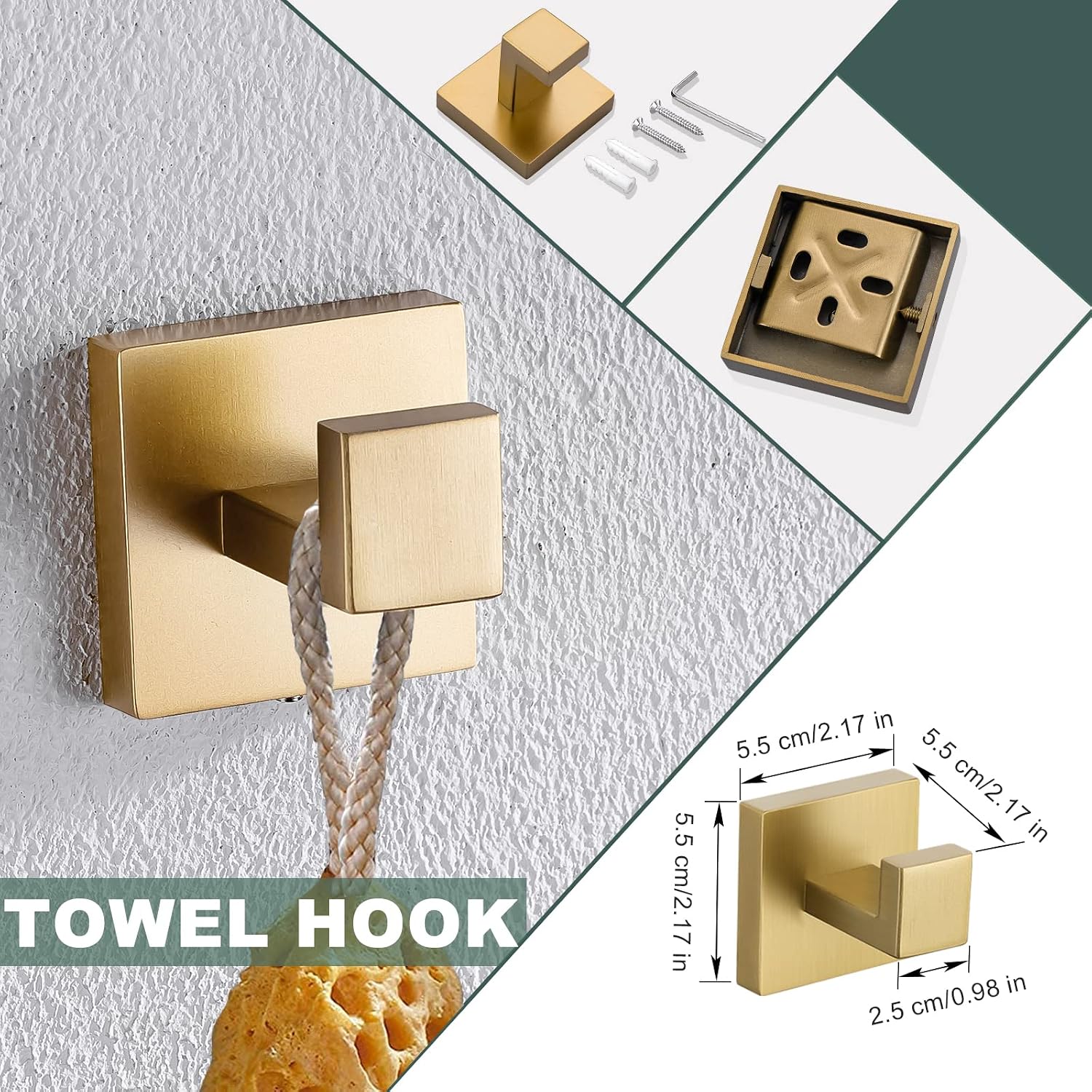 Brushed Gold Bathroom Towel Bar Holder Sets Premium Stainless Steel 4-Piece Bathroom Hardware Set Wall Mounted Bathroom