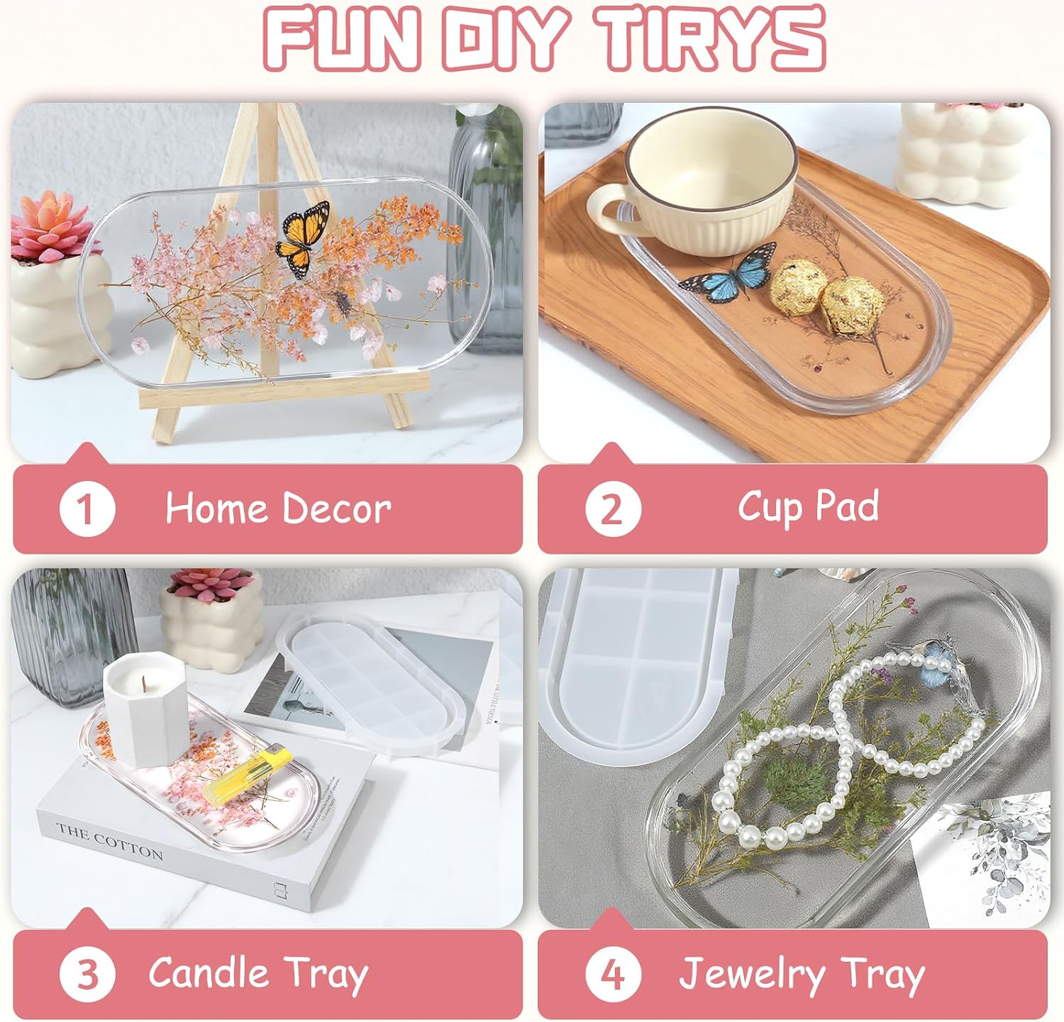 Oval Resin Tray Molds / Set of 5