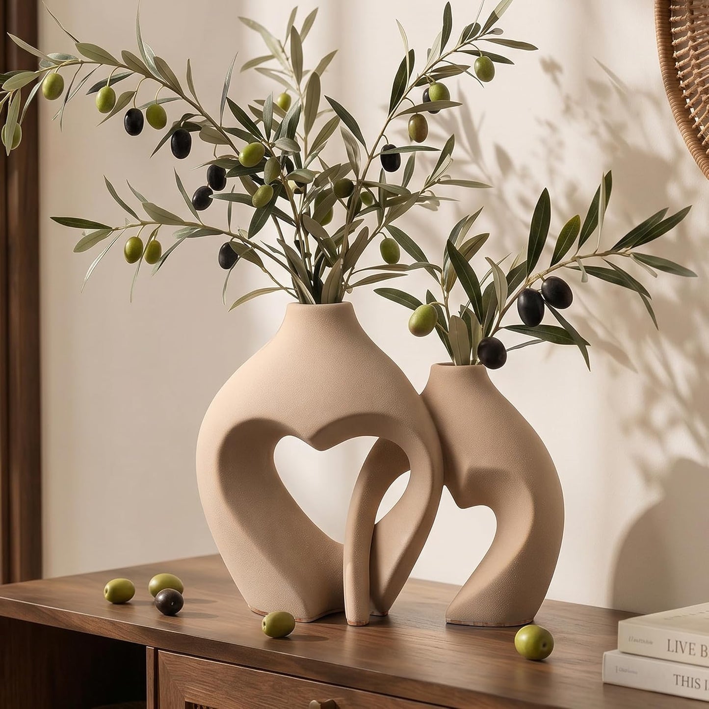 Ceramic Flower Vases Home Decor Heart Shaped Vase Nordic Heart Shaped Vases / Brown / Set of 2