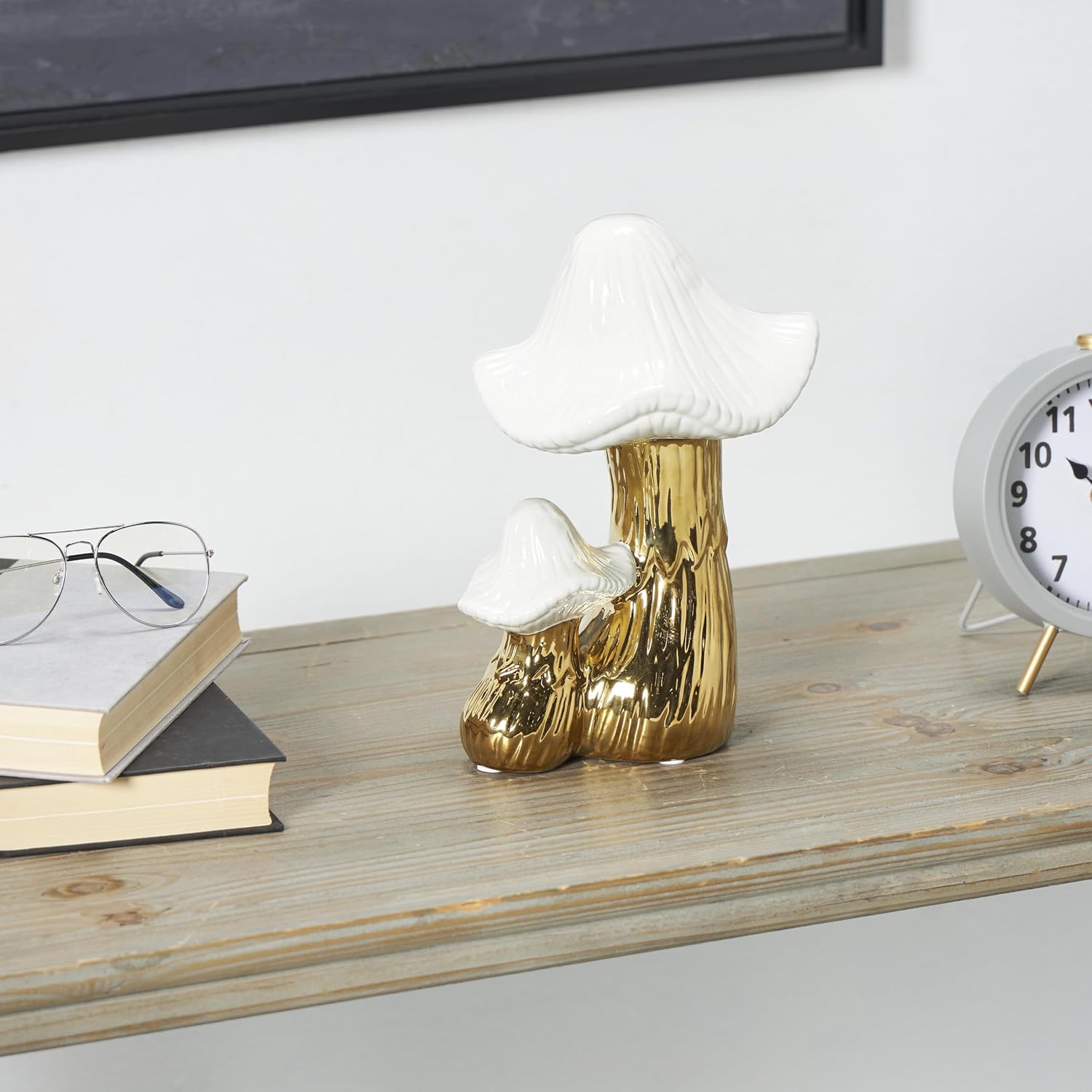 Ceramic Mushroom Decorative Sculpture Home Decor Statue / Gold