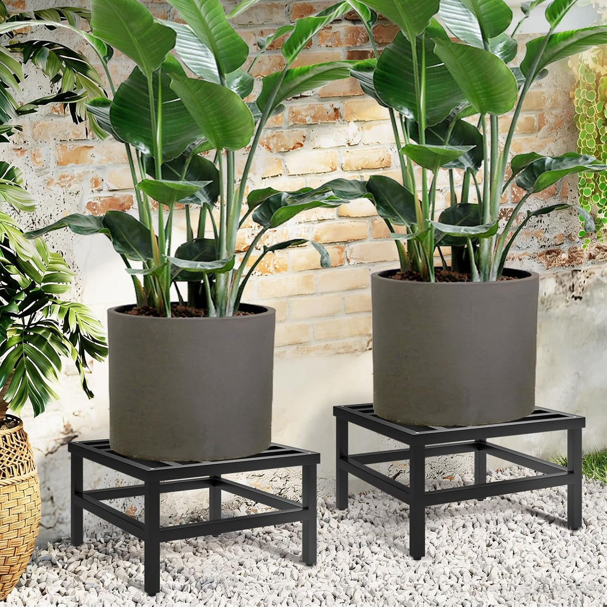 Plant Stand Indoor Outdoor, 2-Pack 18 Inch Heavy Duty Plant Stands Riser Metal Pedestal Stand for Large Flower Pot