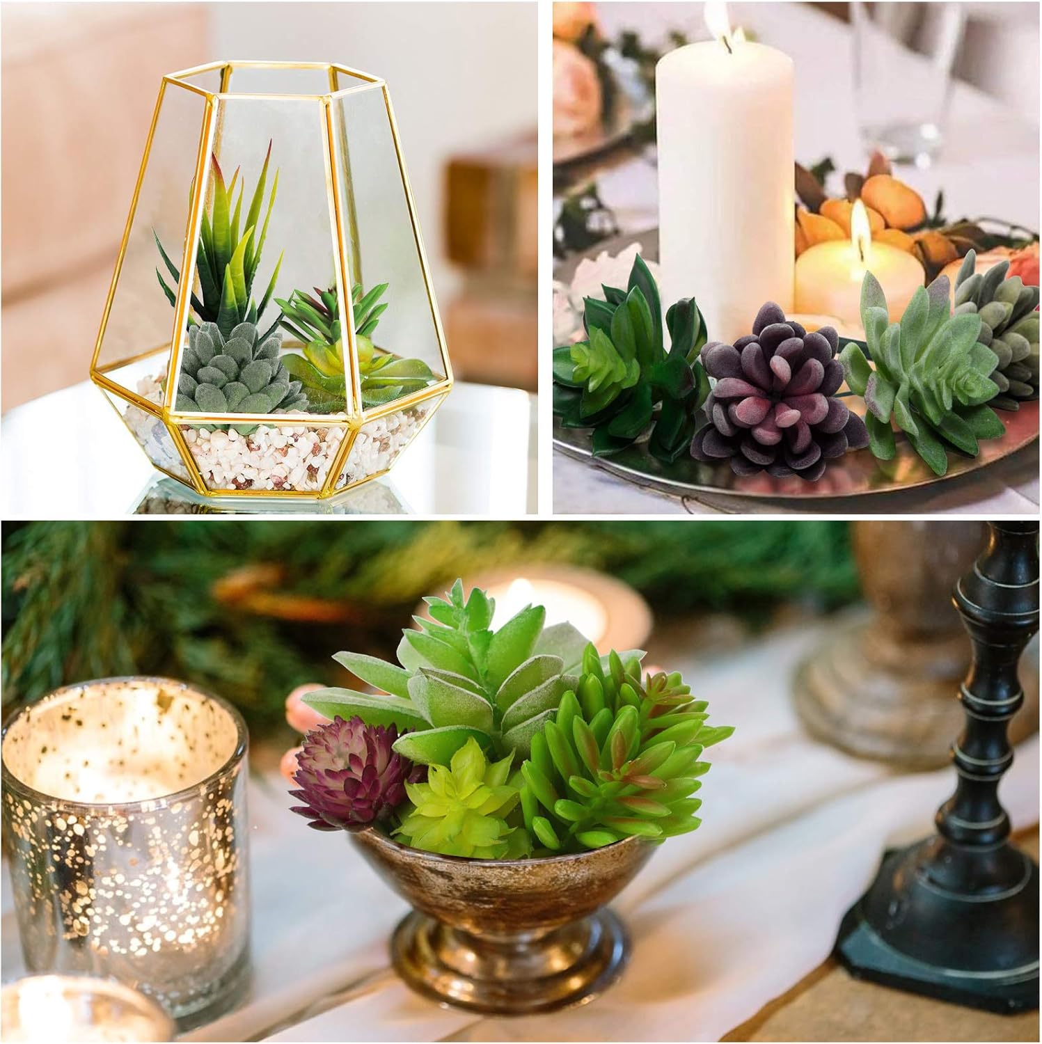 Set Faux Succulents Unpotted Fake Succulent Plants / Set of 16