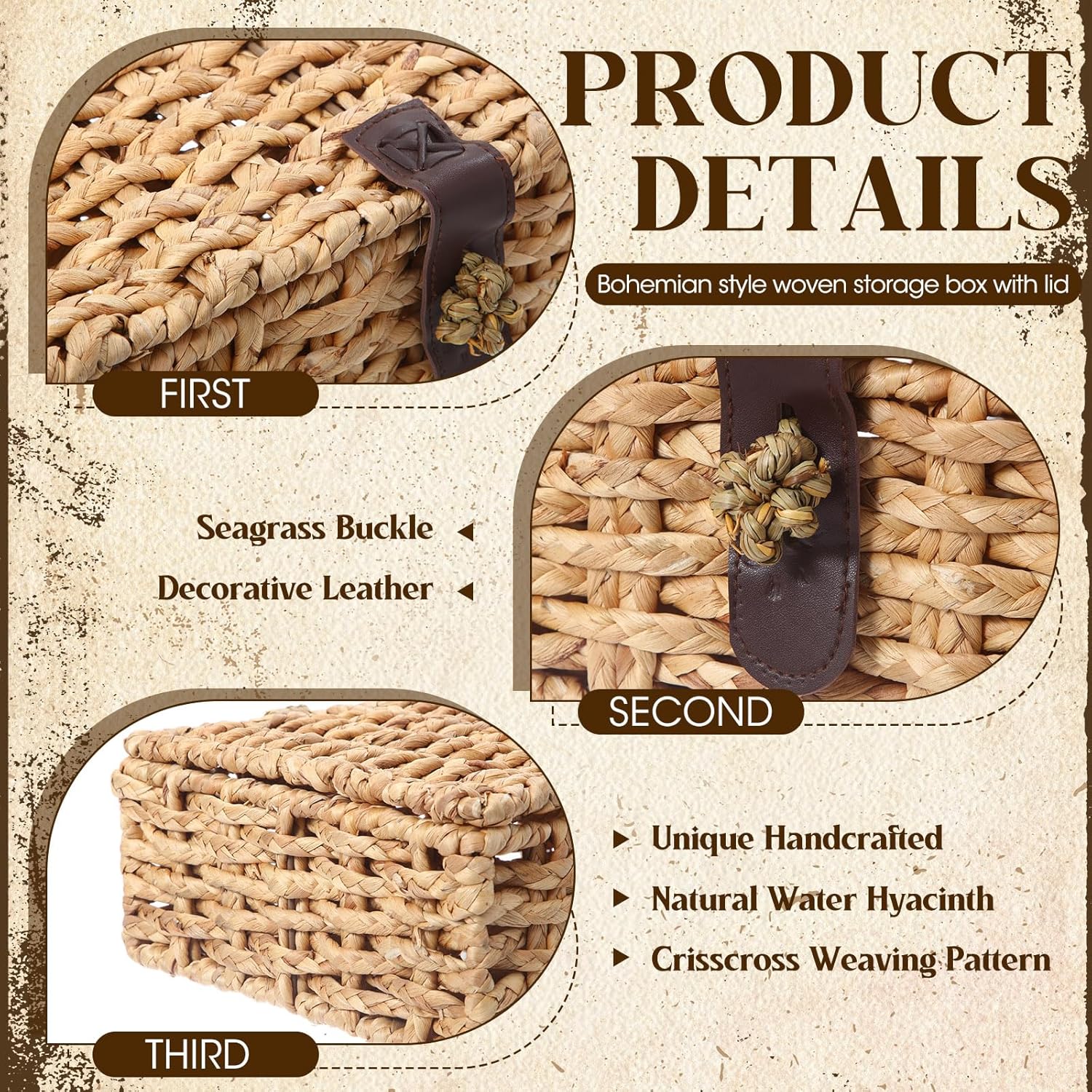 Seagrass Storage Basket Box / Set of 2