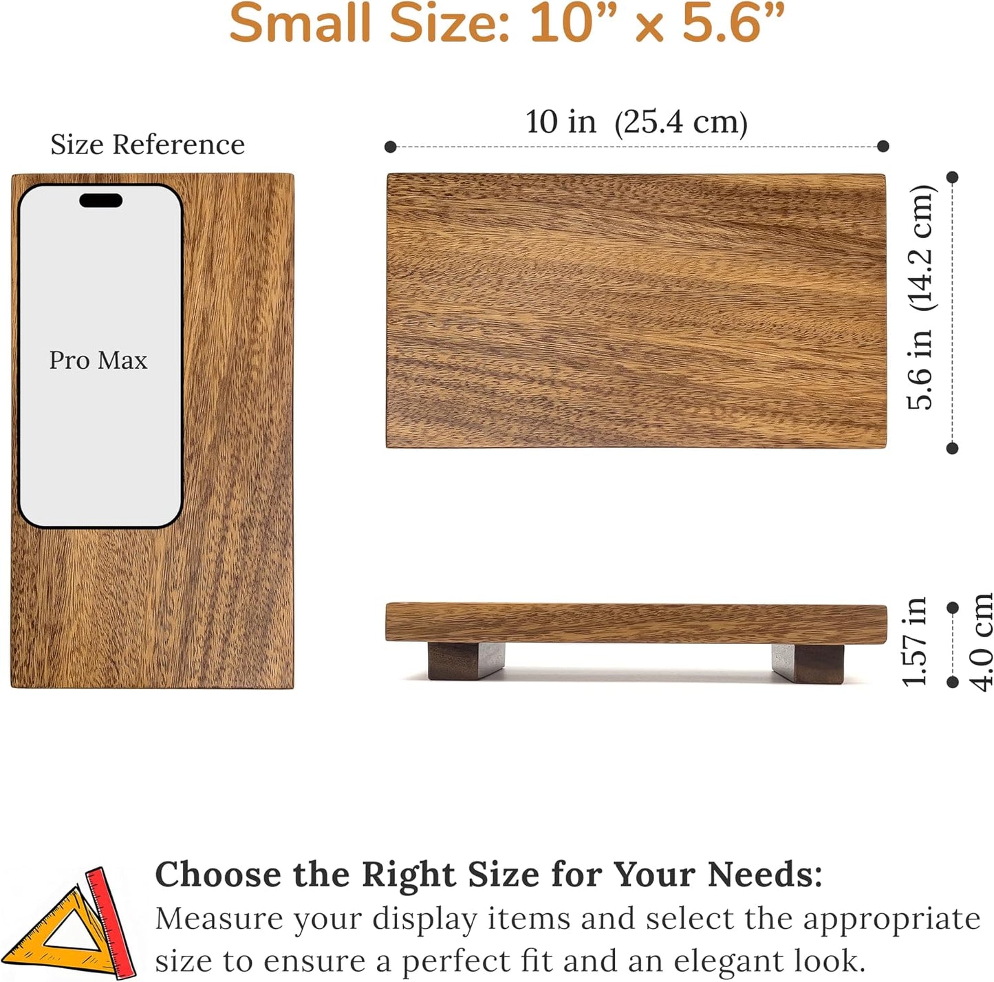 10" Acacia Wood Riser Pedestal Stand / 10 x 5.6 / Small
