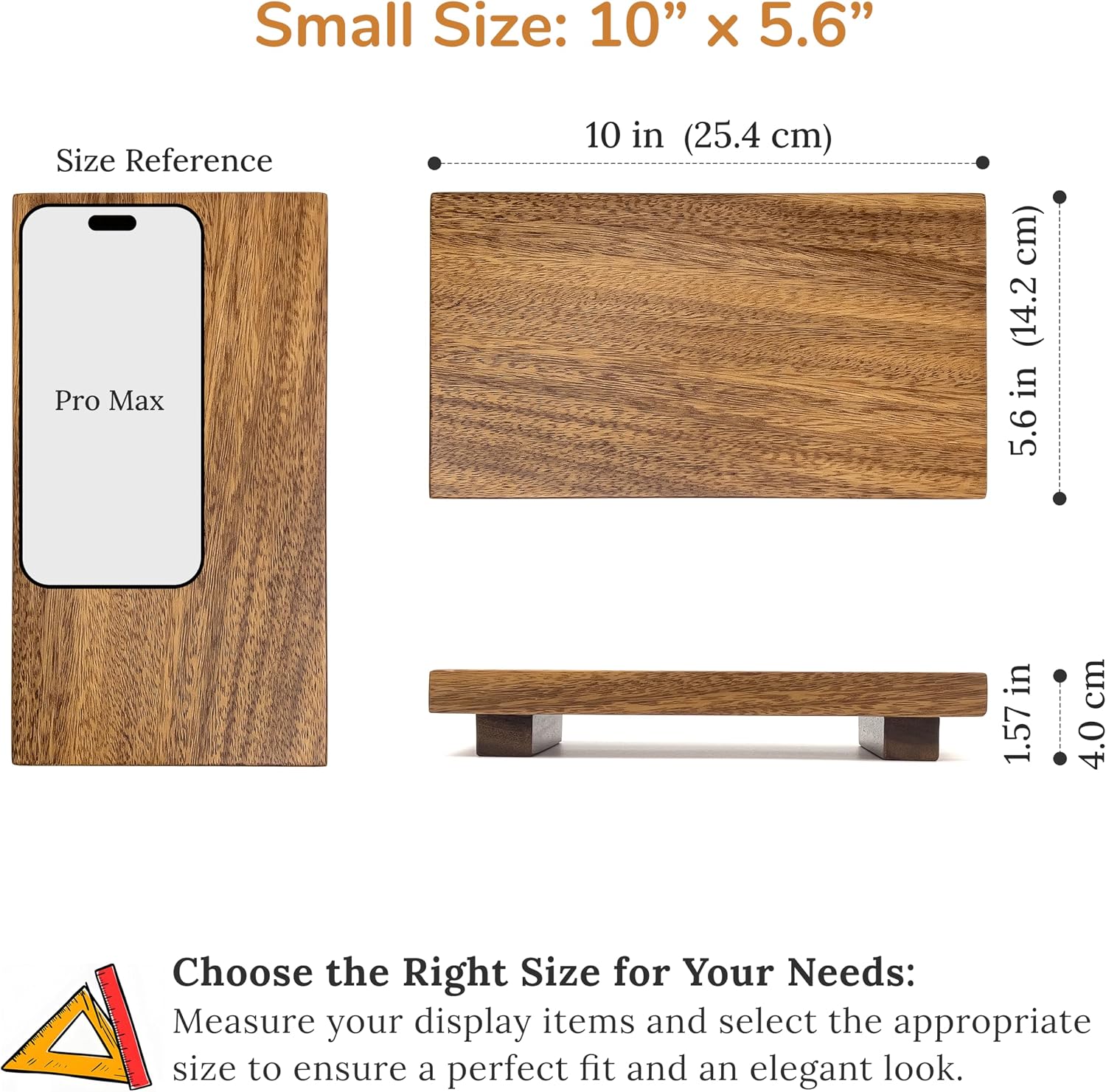 10" Acacia Wood Riser Pedestal Stand / 10 x 5.6 / Small