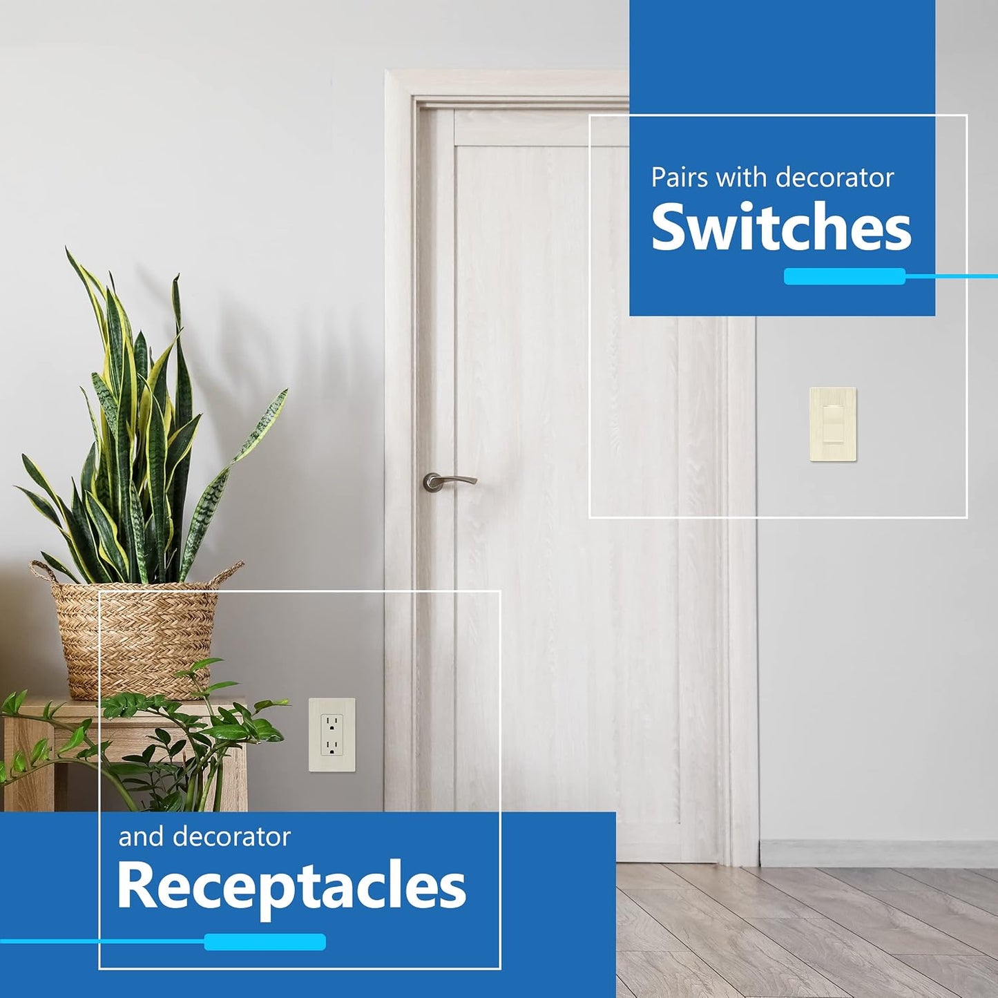 LIDER Decorator Switch Cover, Screwless Wall Plate, Mid-Size 1-Gang | 10-Pack, Polycarbonate Thermoplastic, Heat