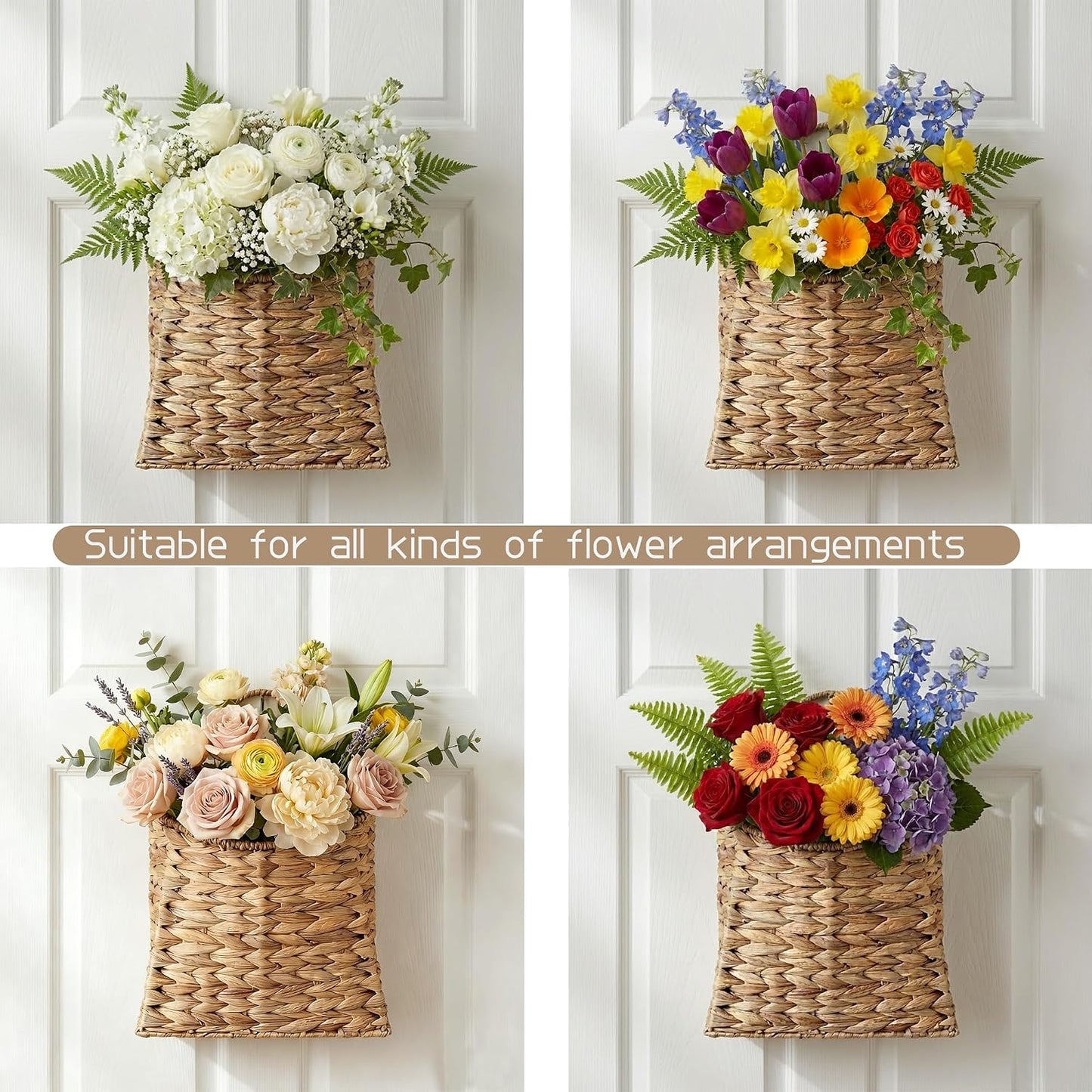 Handwoven Wicker Wall Hanging Baskets / Natural