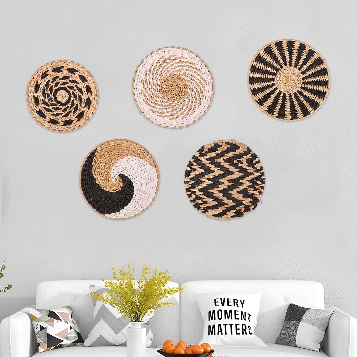 Boho Wall Basket Decor / Set of 5