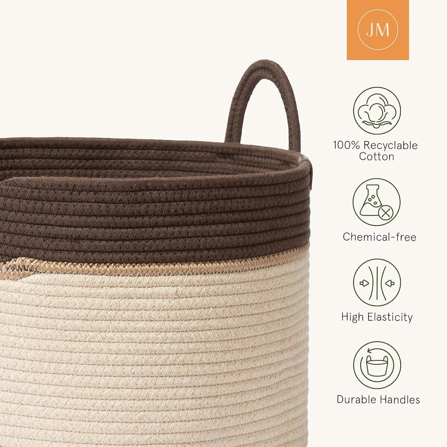Woven Basket Rope Storage Baskets / Oatmeal / M
