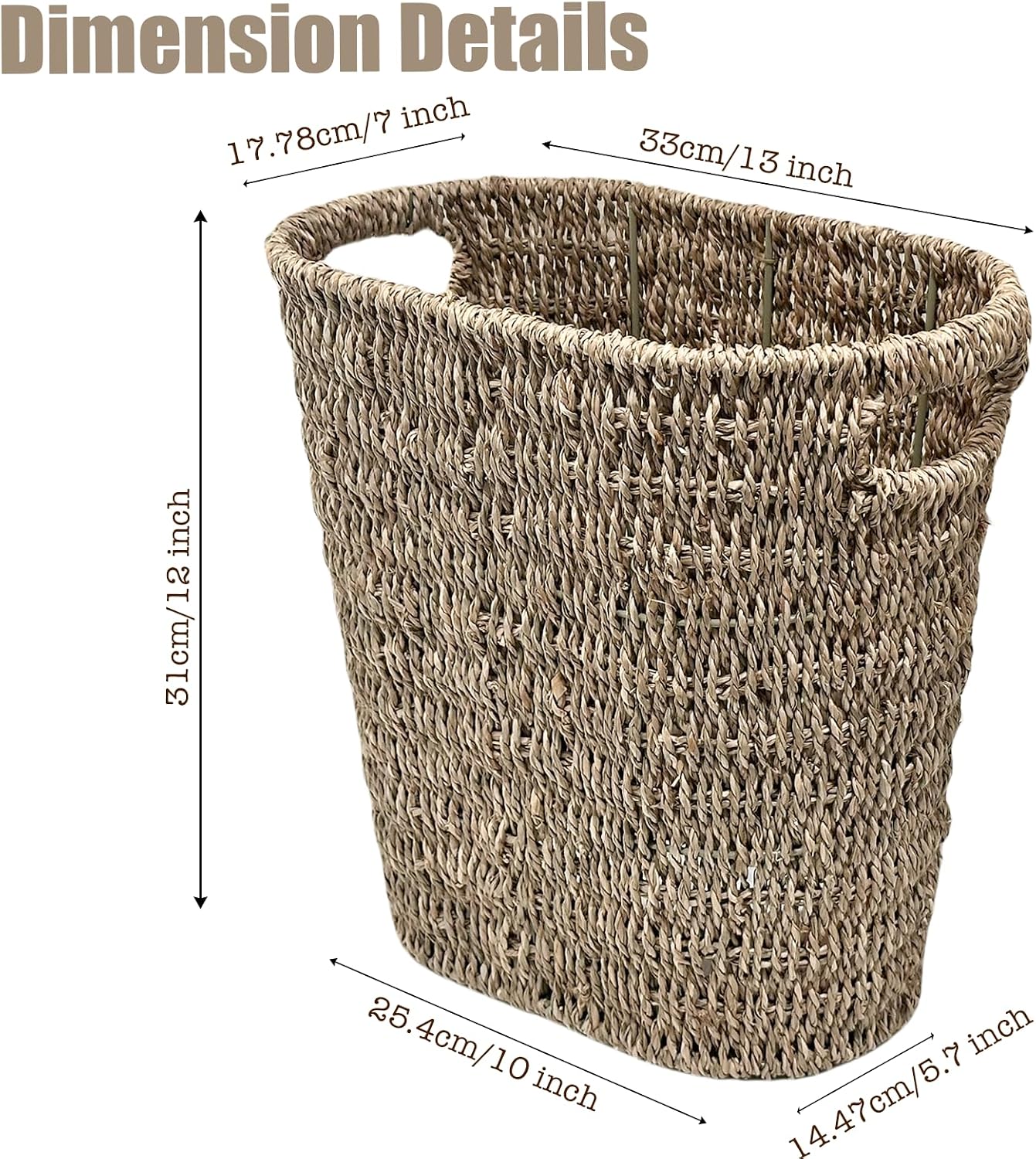 Bathroom Wicker Trash Can Wicker Waste Basket / Seagrass