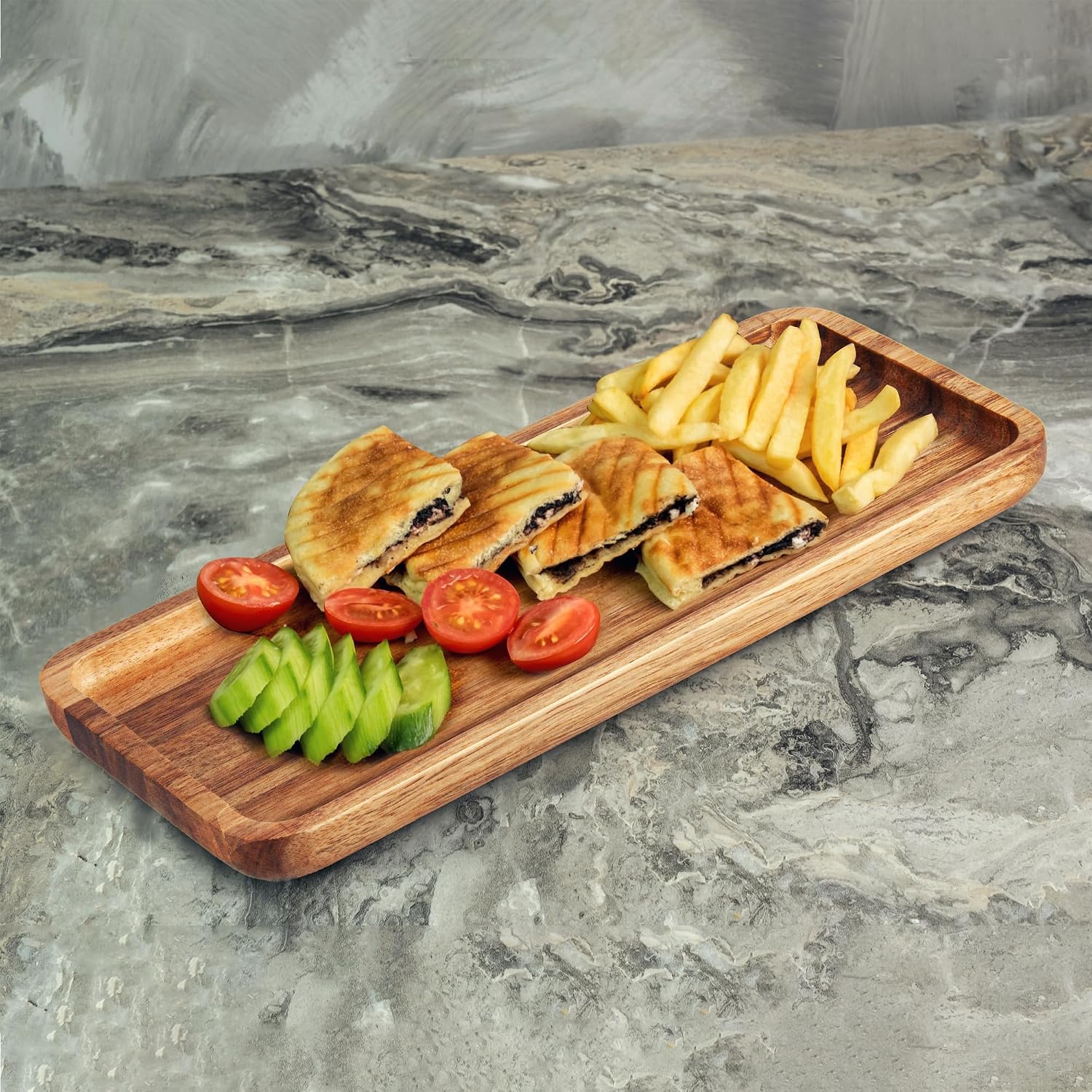 Acacia Wood Serving Trays / 14"* / 14 x 5.47 / Set of 3