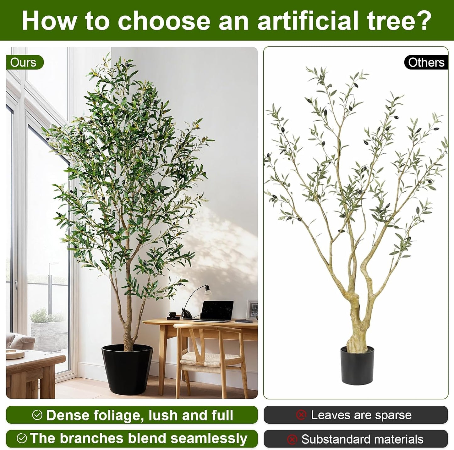 Large Faux Olive Tree Tall Artificial Trees / 7ft