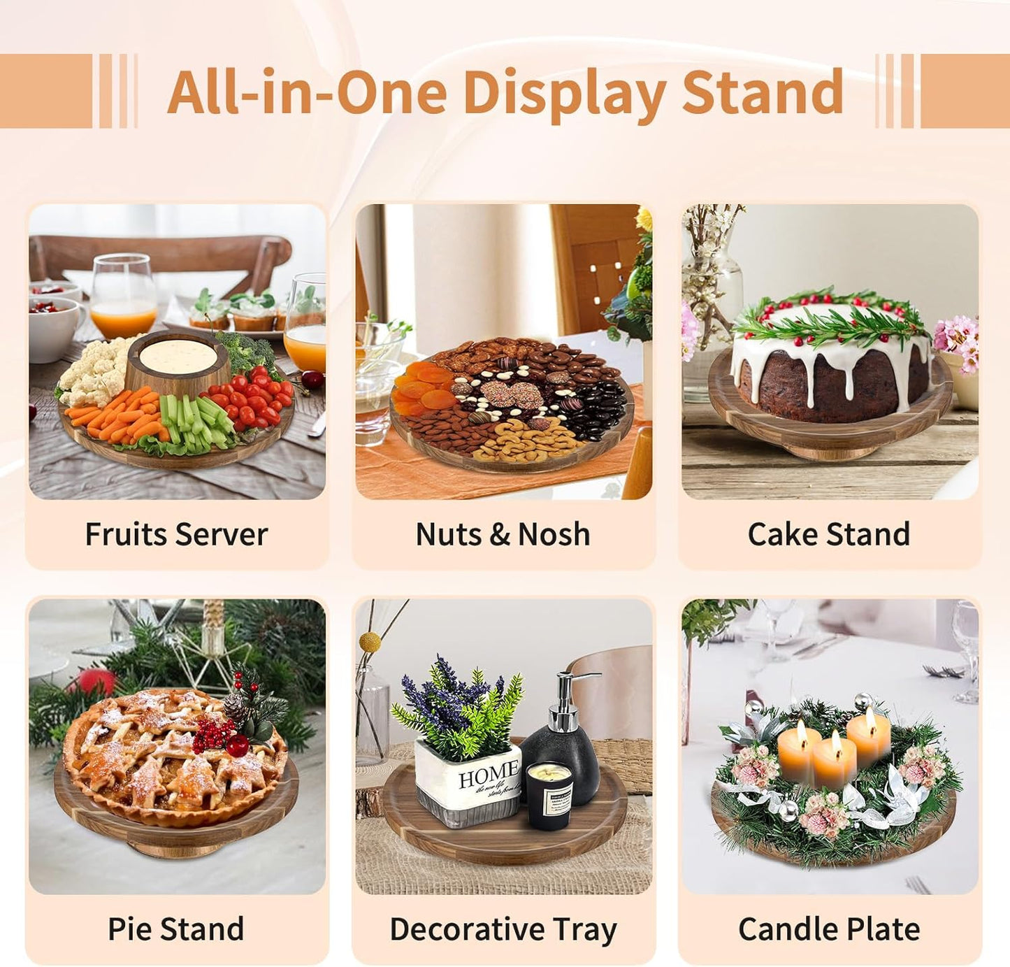 Wood Cake Stand Cupcake Stand / 7.6" Diameter / 7.6 Inch