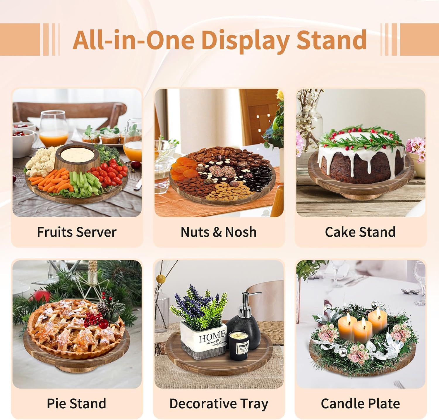 Wood Cake Stand Cupcake Stand / 7.6" Diameter / 7.6 Inch