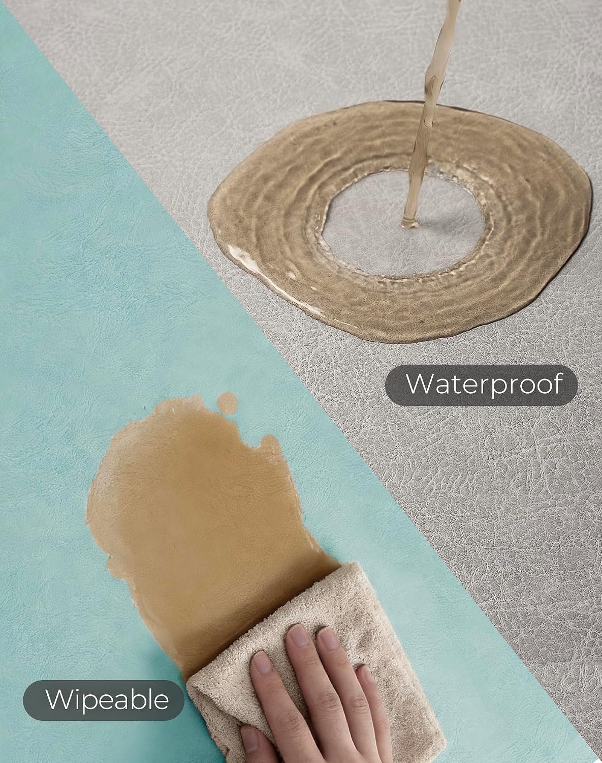 Leetaltree Reversible Faux Leather Placemats 12x17 Inch, Set of 8, Heat Resistant Waterproof Table Mats, Non-Slip